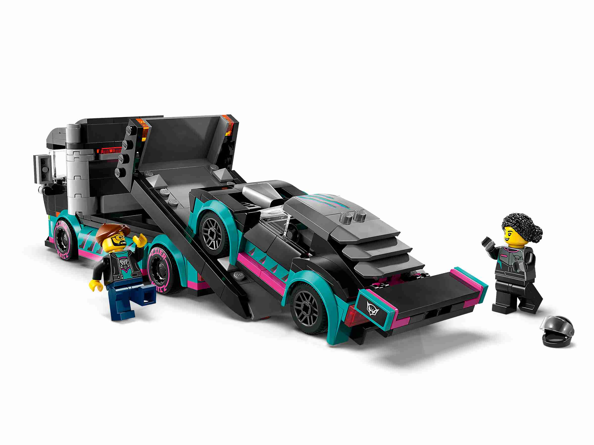 LEGO 60406 City Autotransporter mit Rennwagen, 2 Minifiguren, Laderampe
