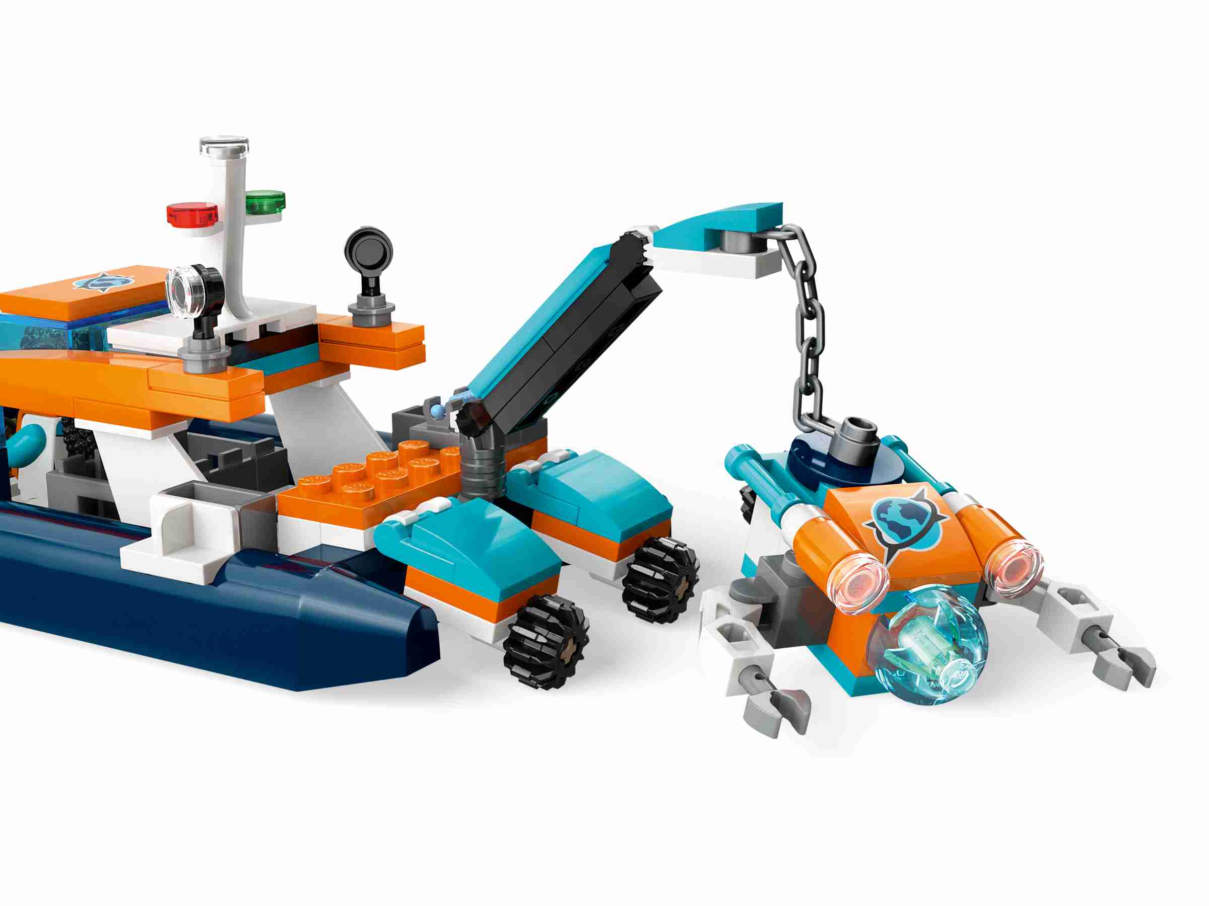 LEGO 60377 City Meeresforscher-Boot, 3 Forscher-Minifiguren, 7 Tiere