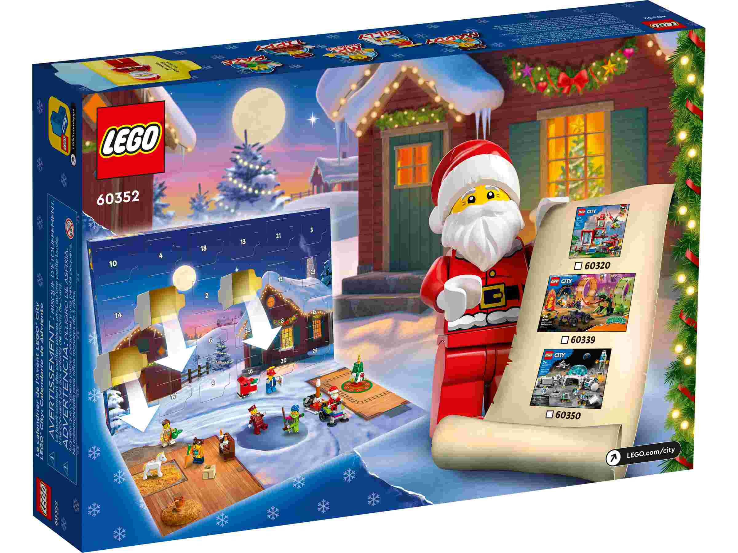 LEGO 60352 City Adventskalender 2022 mit Weihnachtsmann u. festlicher Spielmatte