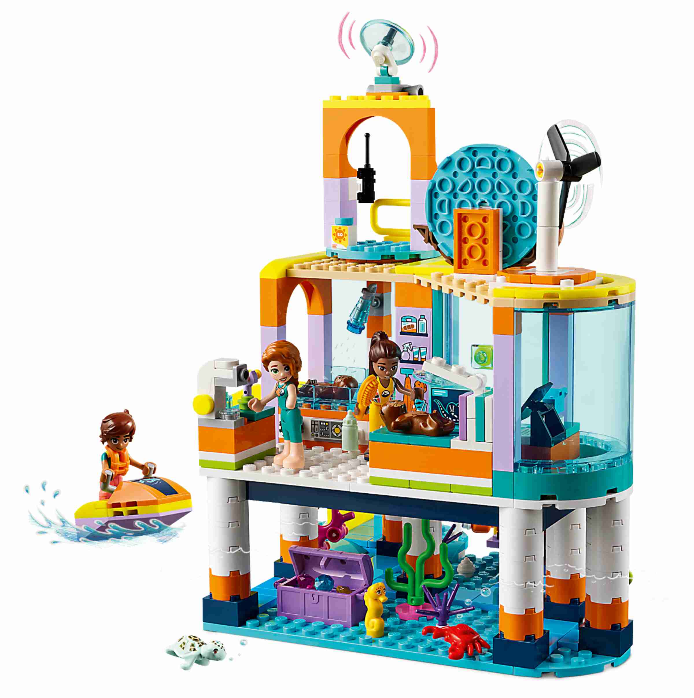 LEGO 41736 Friends Seerettungszentrum, 3 Spielfiguren, 4 Tiere, viel Zubehör
