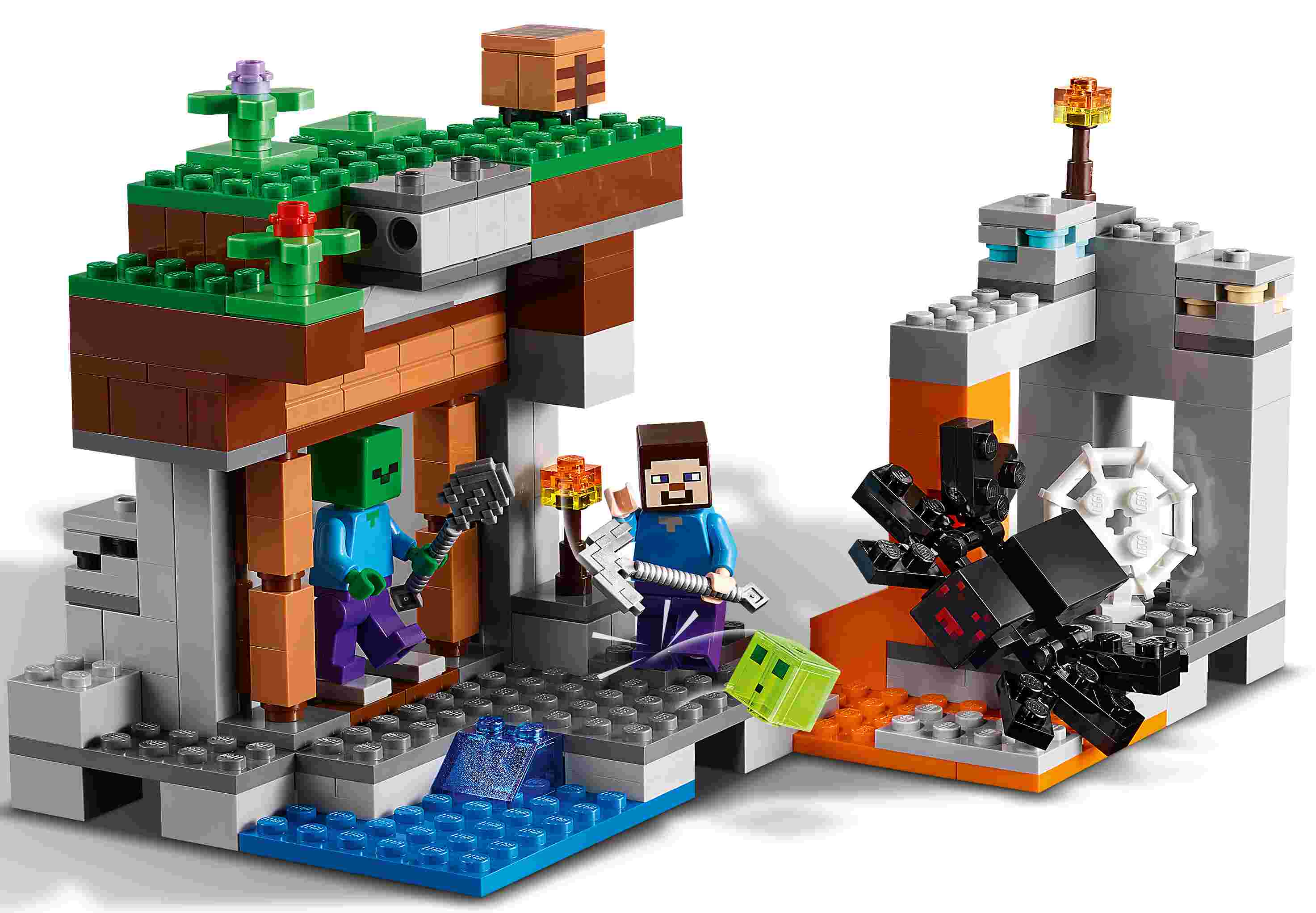 LEGO 21166 Minecraft Die verlassene Mine Bauset, Zombiehöhle mit Steve u. Spinne