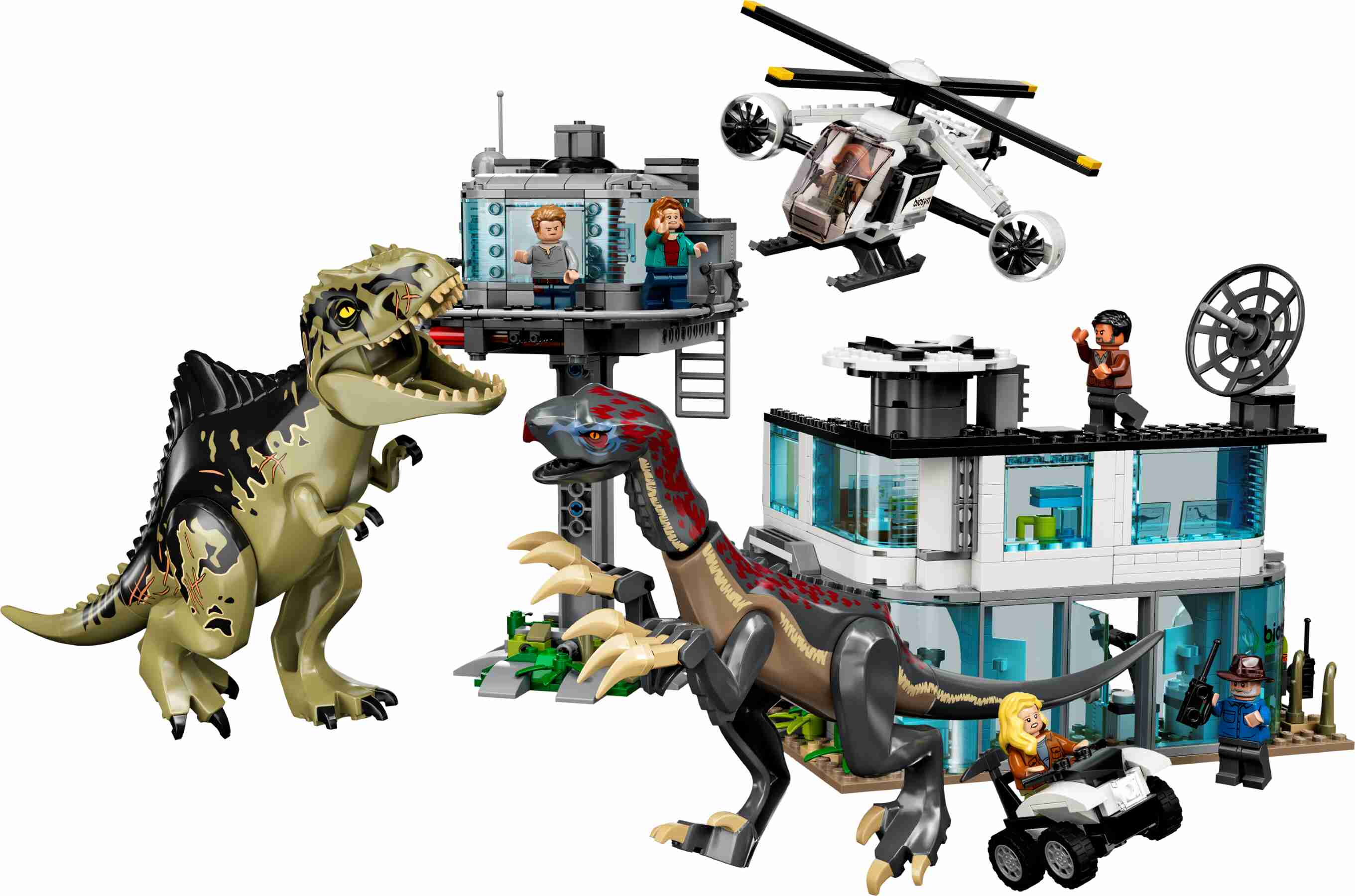 LEGO 76949 Jurassic World Giganotosaurus & Therizinosaurus Angriff, Hubschrauber