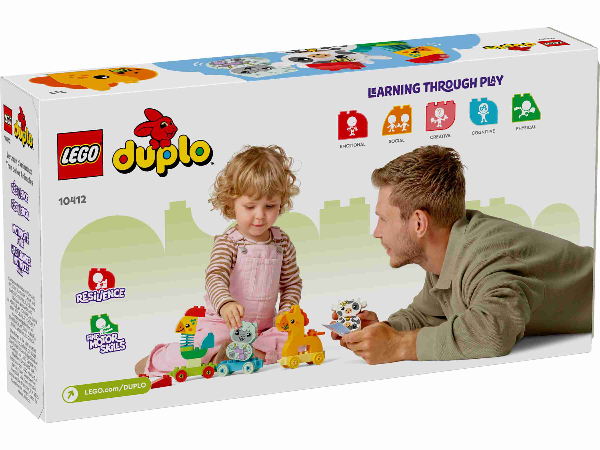 LEGO 10412 DUPLO Tierzug, 4 Spielzeugtiere, farblich passende Waggons