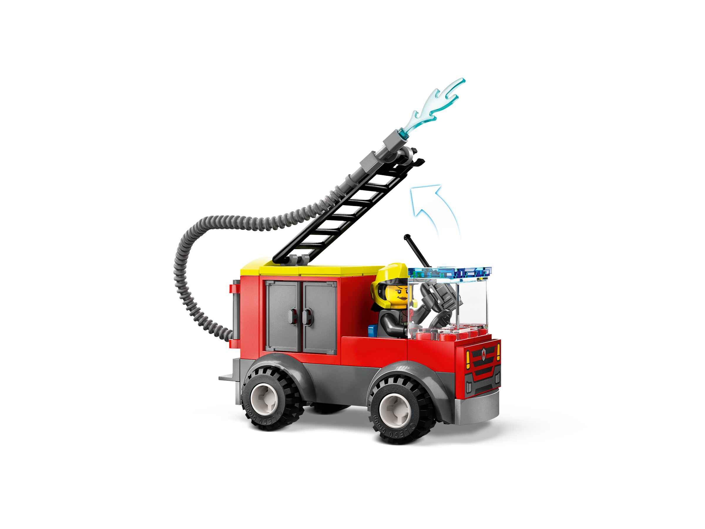LEGO 60375 City Feuerwehrstation und Löschauto, 3 Minifiguren, Popcornwagen