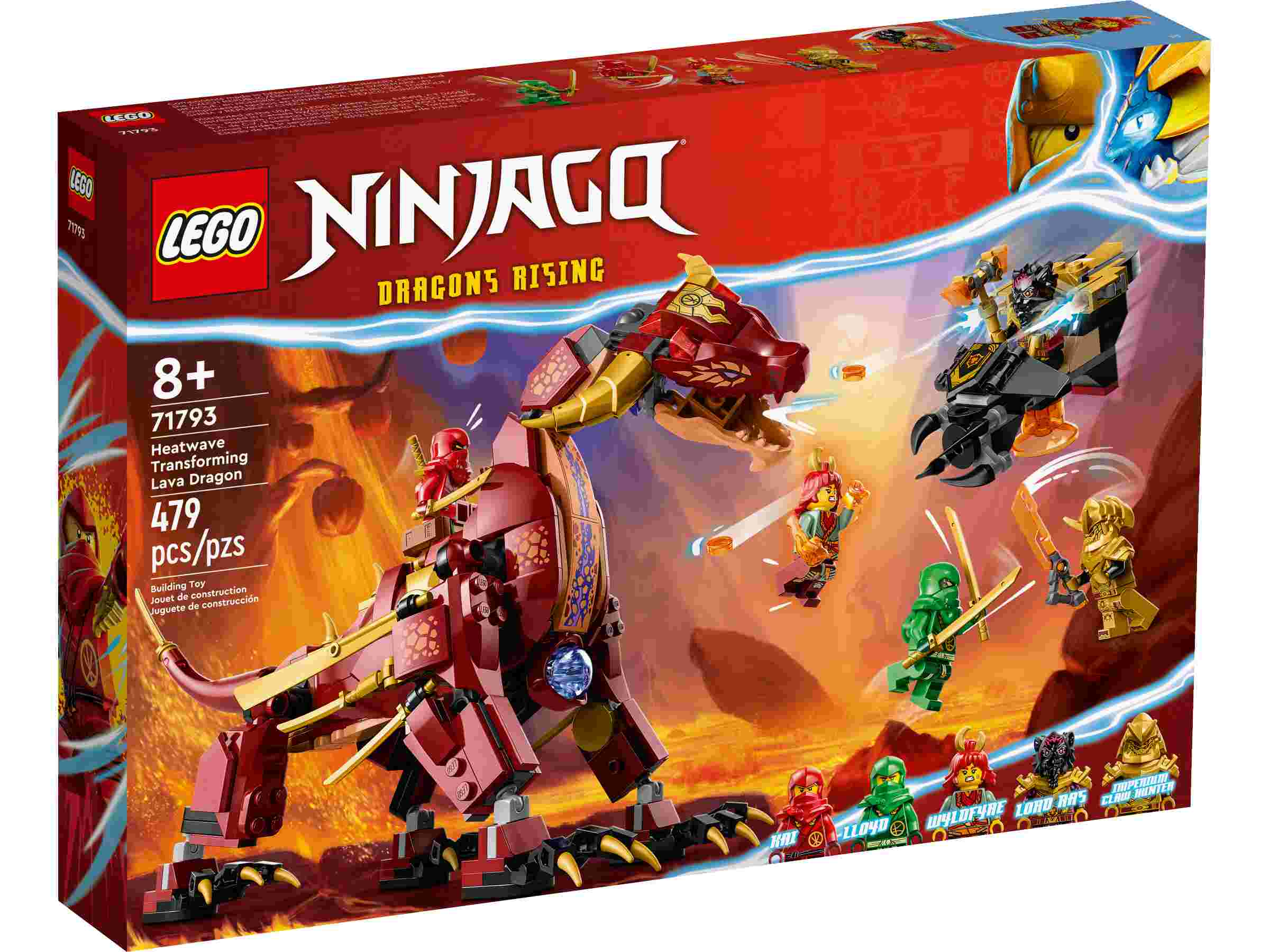 LEGO 71793 NINJAGO Wyldfires Lavadrache, 5 Minifiguren