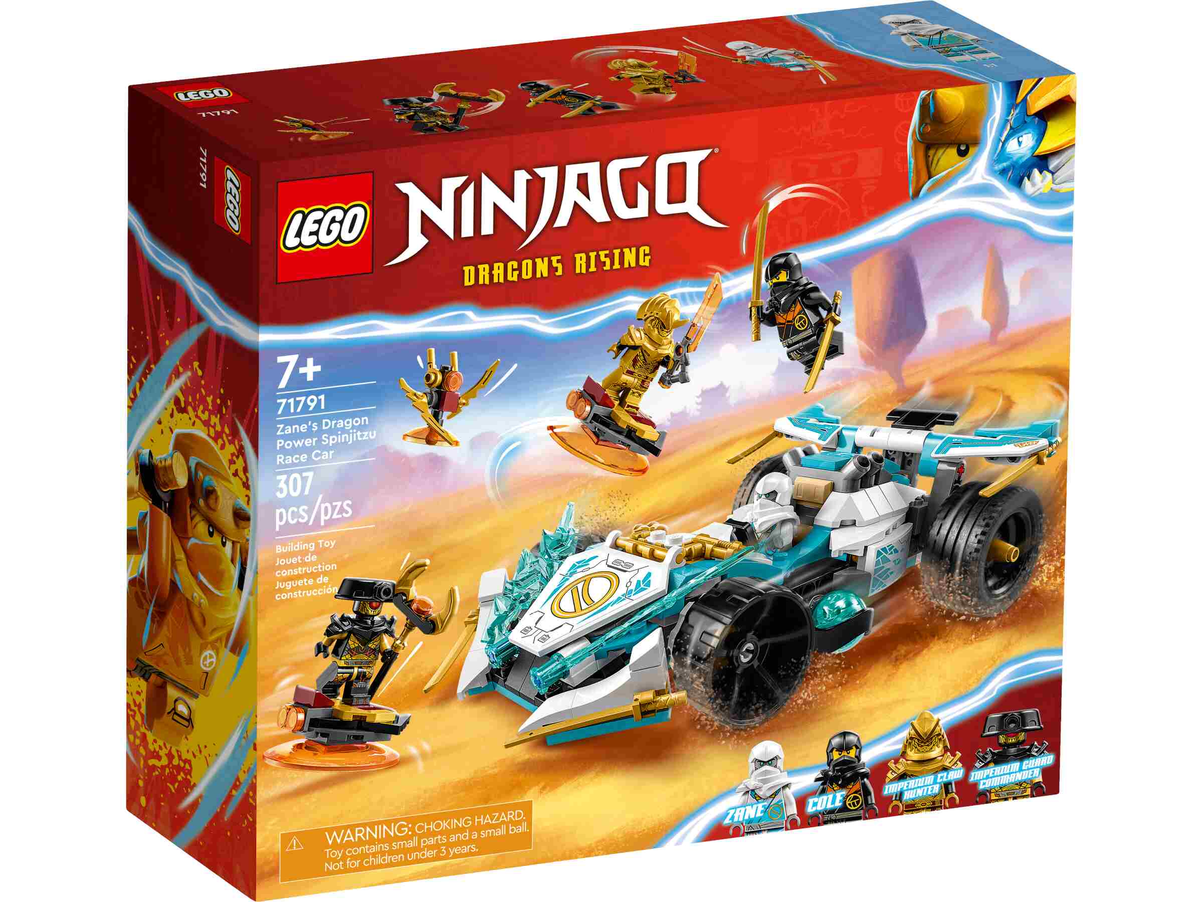 LEGO 71791 NINJAGO Zanes Drachenpower-Spinjitzu-Rennwagen, 4 Minifiguren