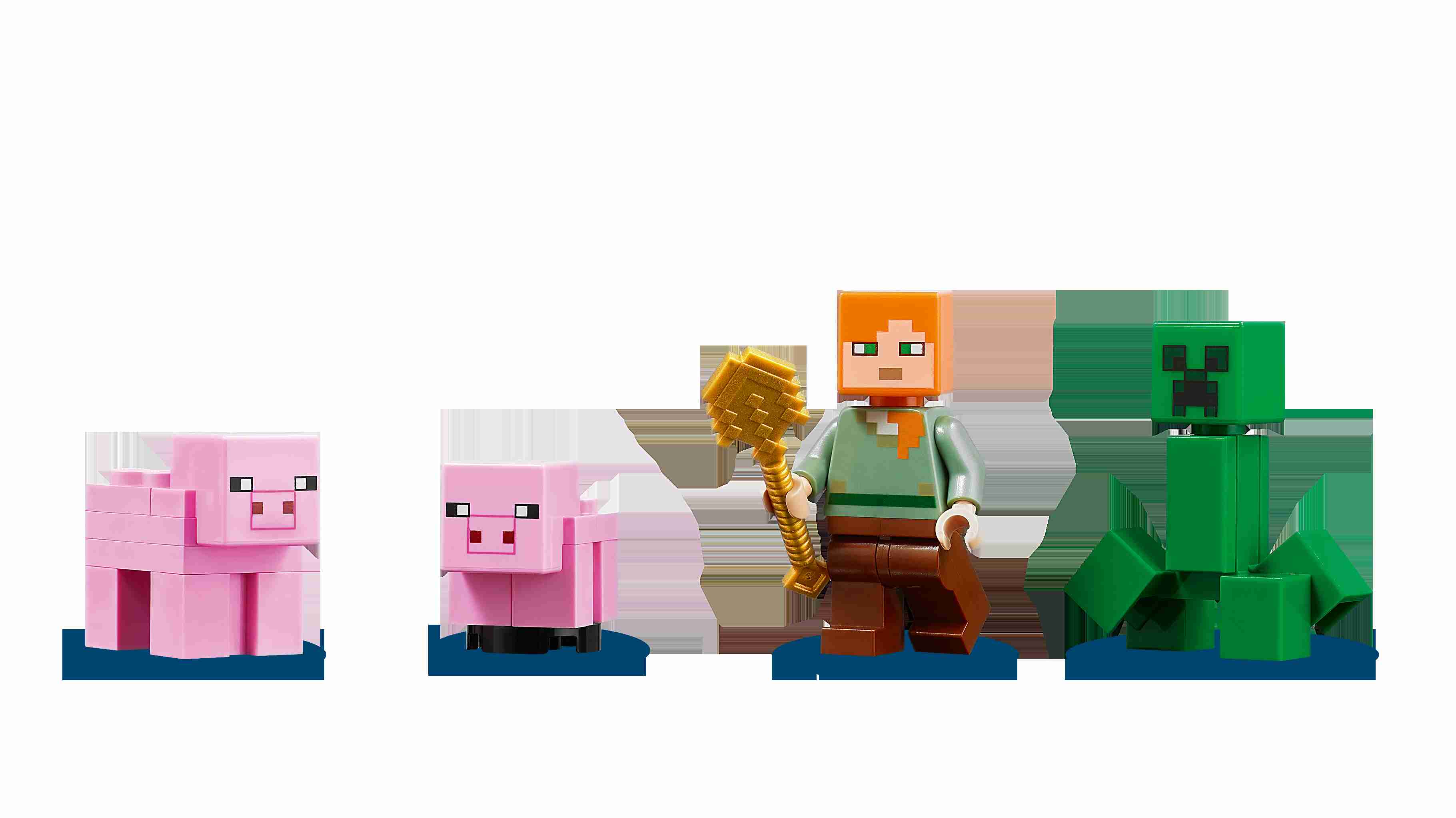 Minecraft Creeper, 2 Spielzeug Schweine: Schweinehaus, Das Alex, LEGO 21170 Lobigo.de: