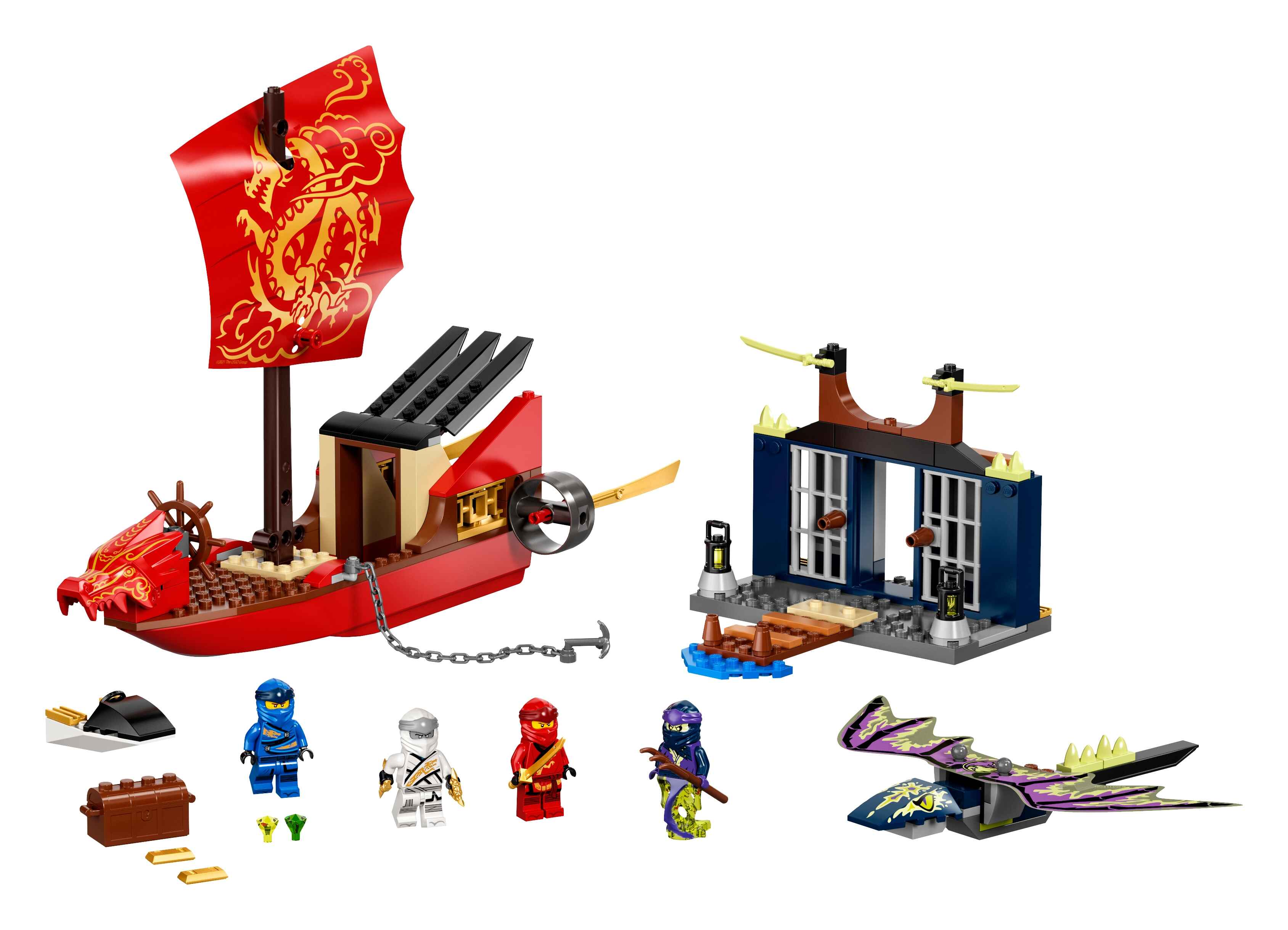 LEGO 71749 NINJAGO Flug mit dem Ninja-Flugsegler, 4 Minifiguren, Drache