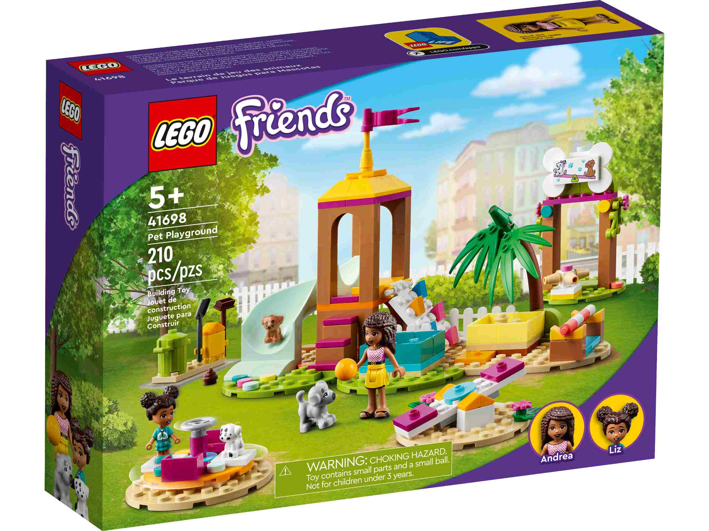 LEGO 41698 Friends Tierspielplatz, Andrea, Liz, 3 Spielzeughunde