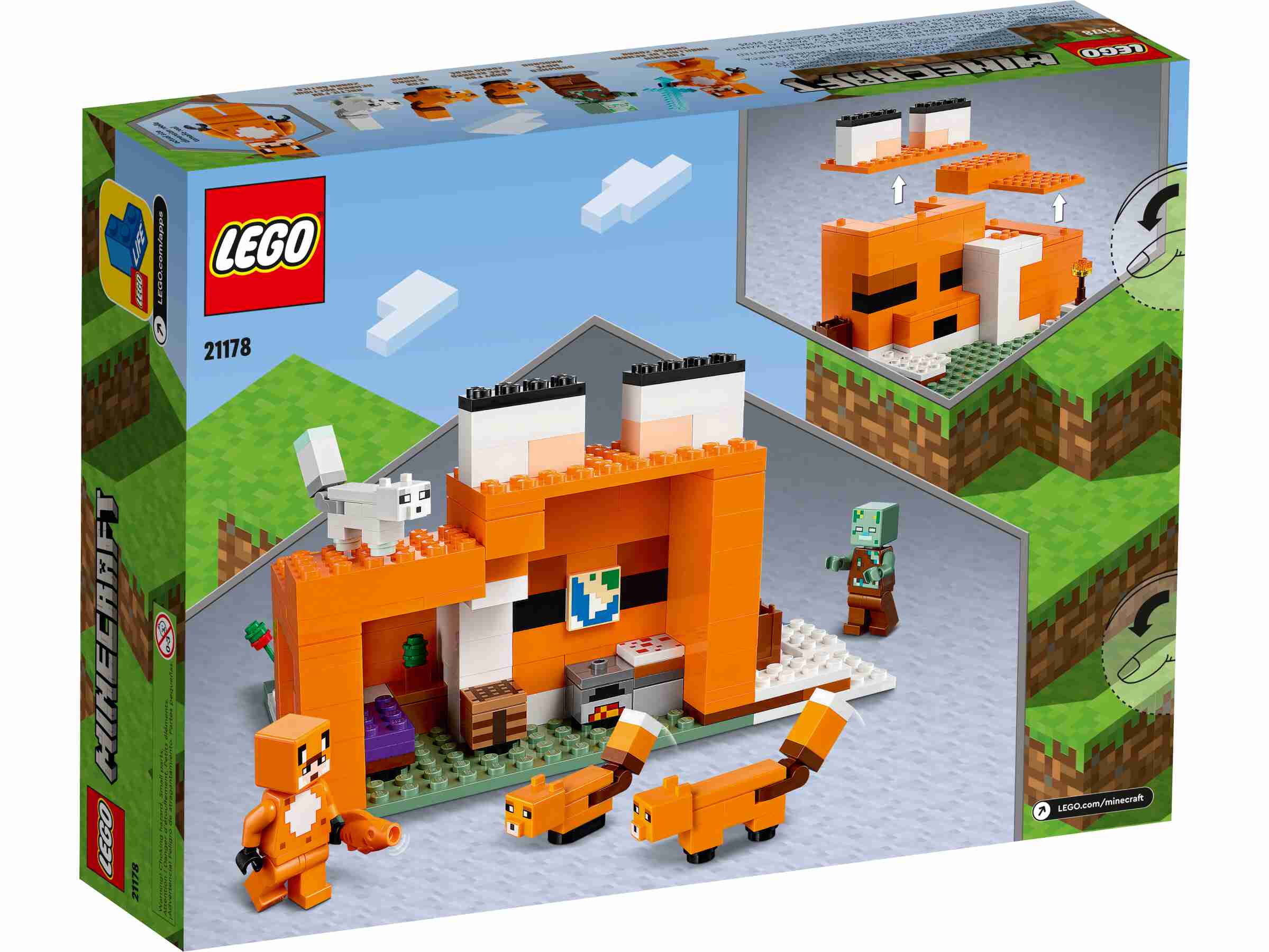 LEGO 21178 Minecraft Die Fuchs-Lodge, von ertrunkenem Zombie u. Tieren