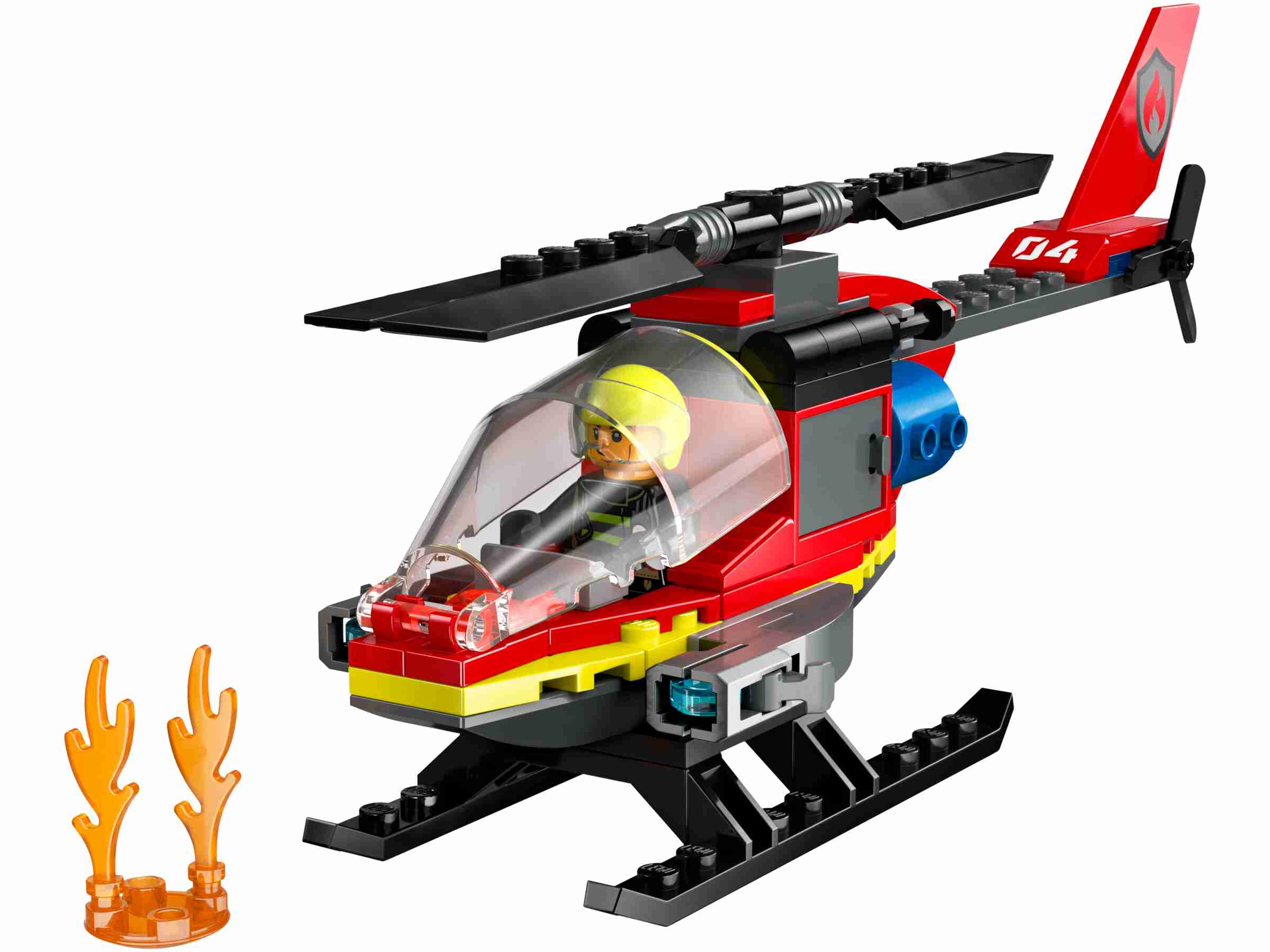LEGO 60411 City Feuerwehrhubschrauber, 2 Löschkanonen, 1 Minifigur