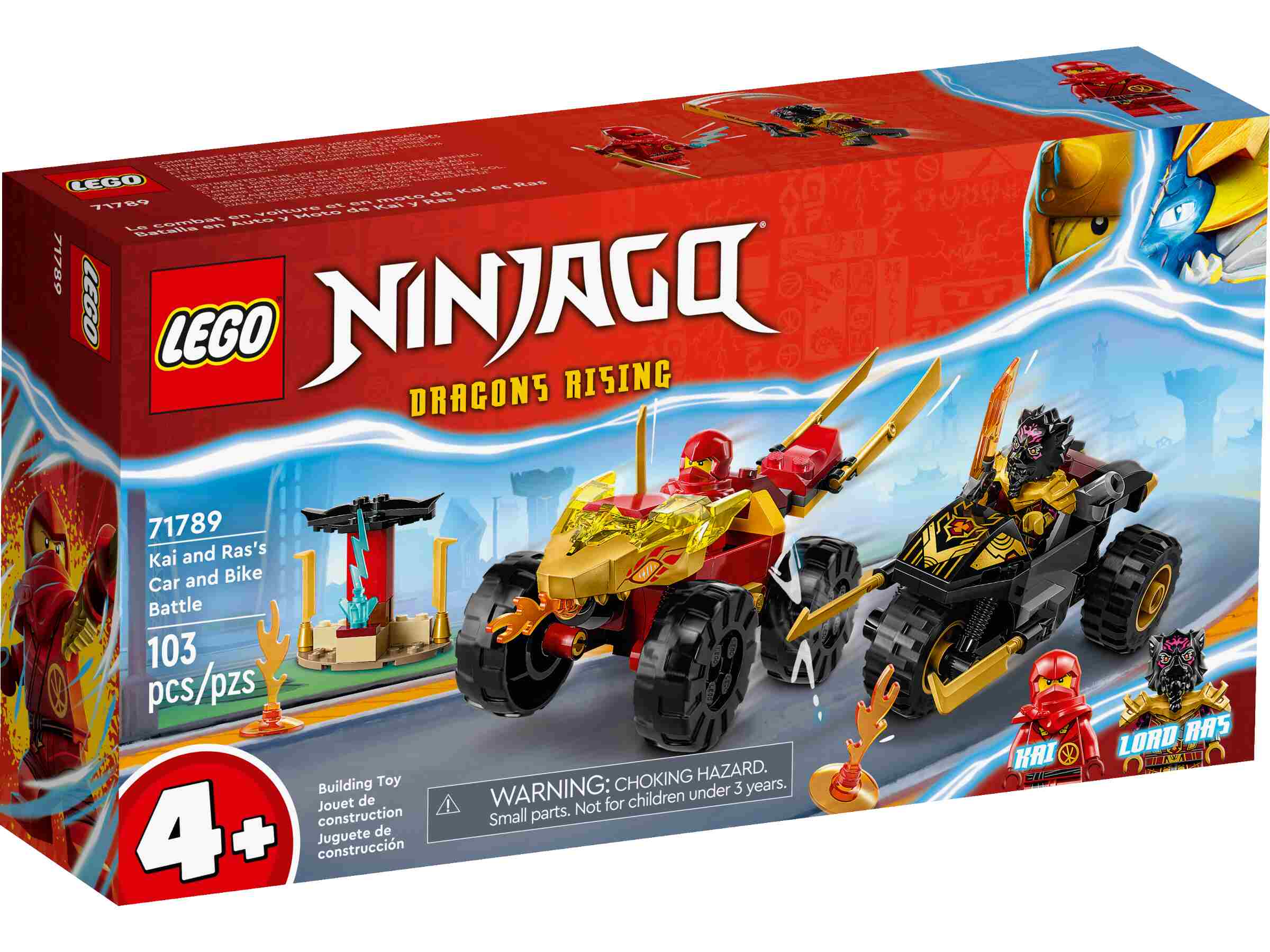 LEGO 71789 NINJAGO Verfolgungsjagd mit Kais Flitzer und Ras' Motorrad