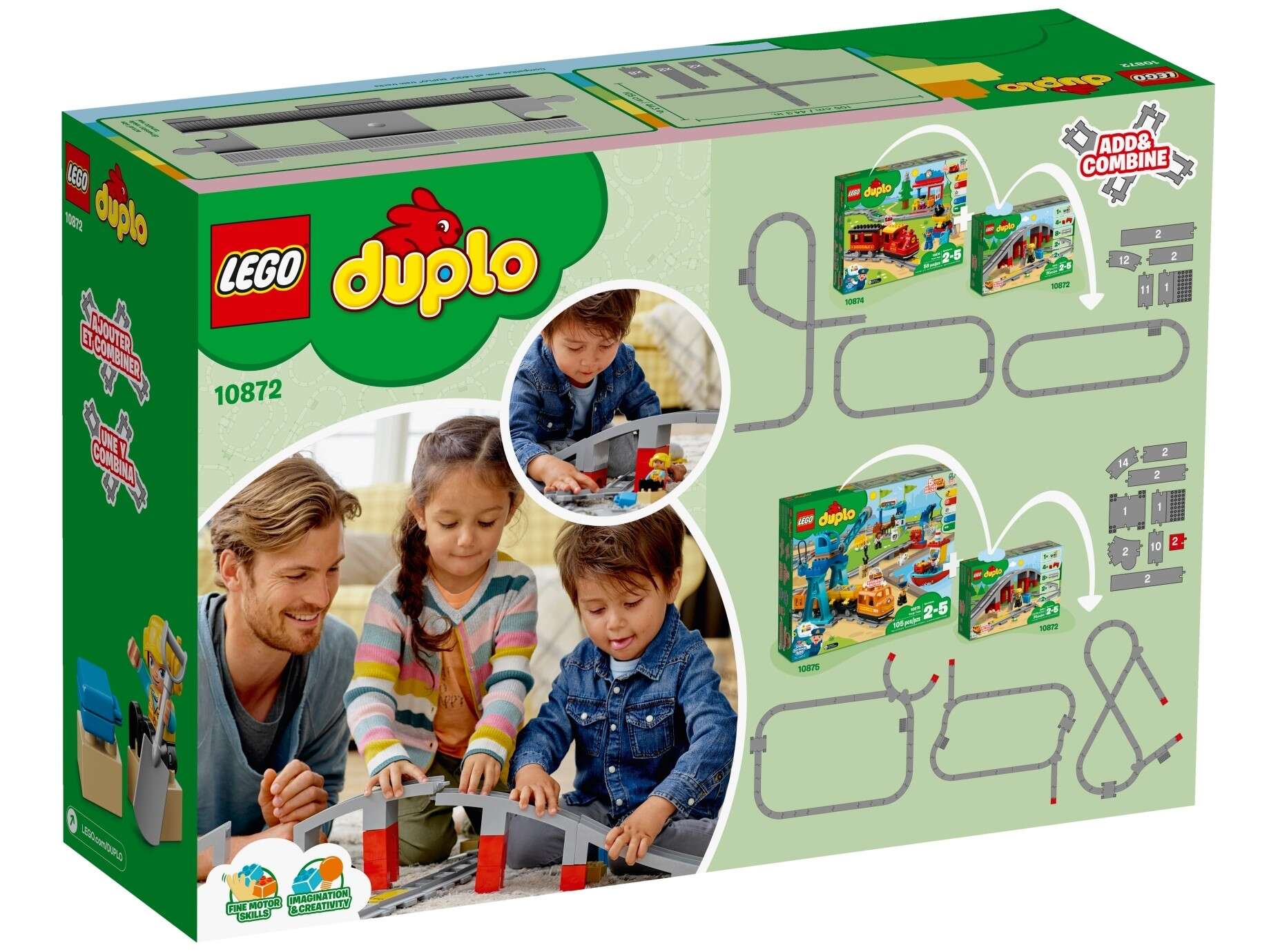 LEGO 10872 DUPLO Eisenbahnbrücke und Schienen, Funktionsstein, Bauarbeiterfigur