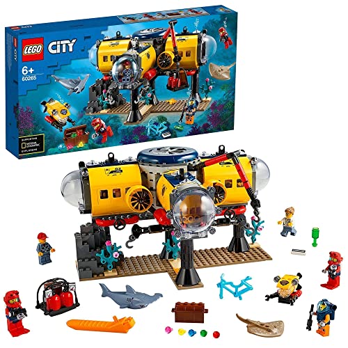 LEGO 60265 City Meeresforschungsbasis, U-Boot mit Figuren von Meerestieren