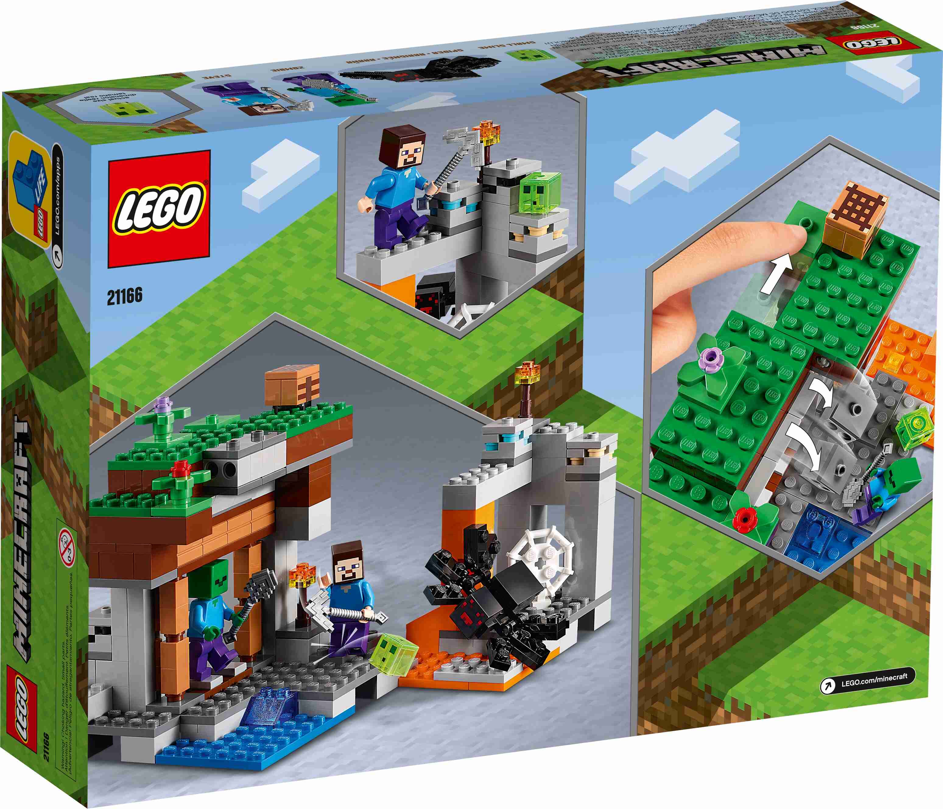LEGO 21166 Minecraft Die verlassene Mine Bauset, Zombiehöhle mit Steve u. Spinne