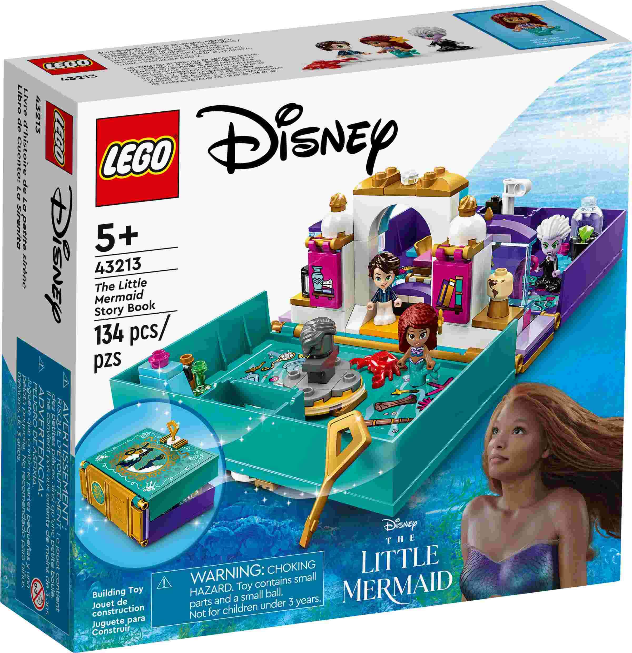 LEGO 43213 Disney Die kleine Meerjungfrau - Märchenbuch, 3 Mikro-Spielfiguren
