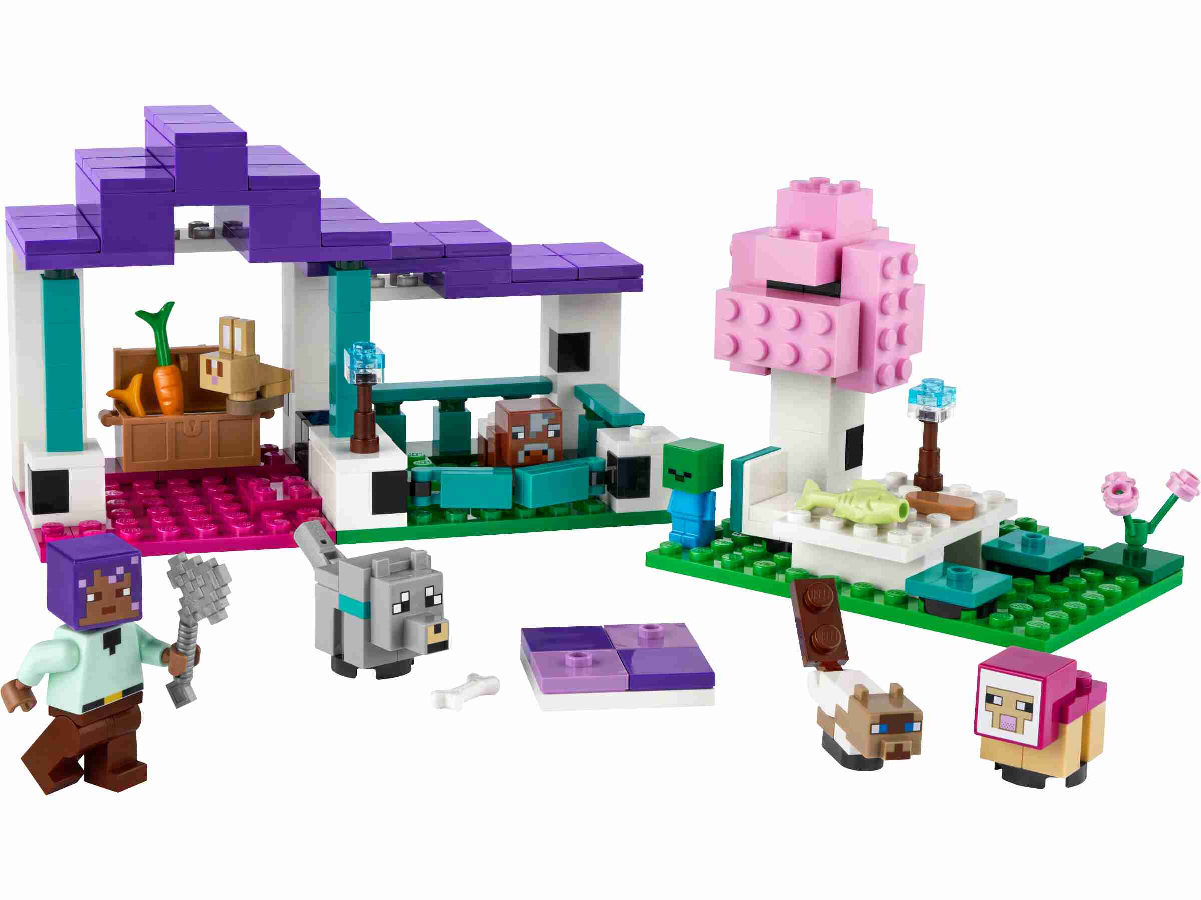 LEGO 21253 Minecraft Das Tierheim, 6 Minecraft-Tiere, 3 Bereiche, Efe