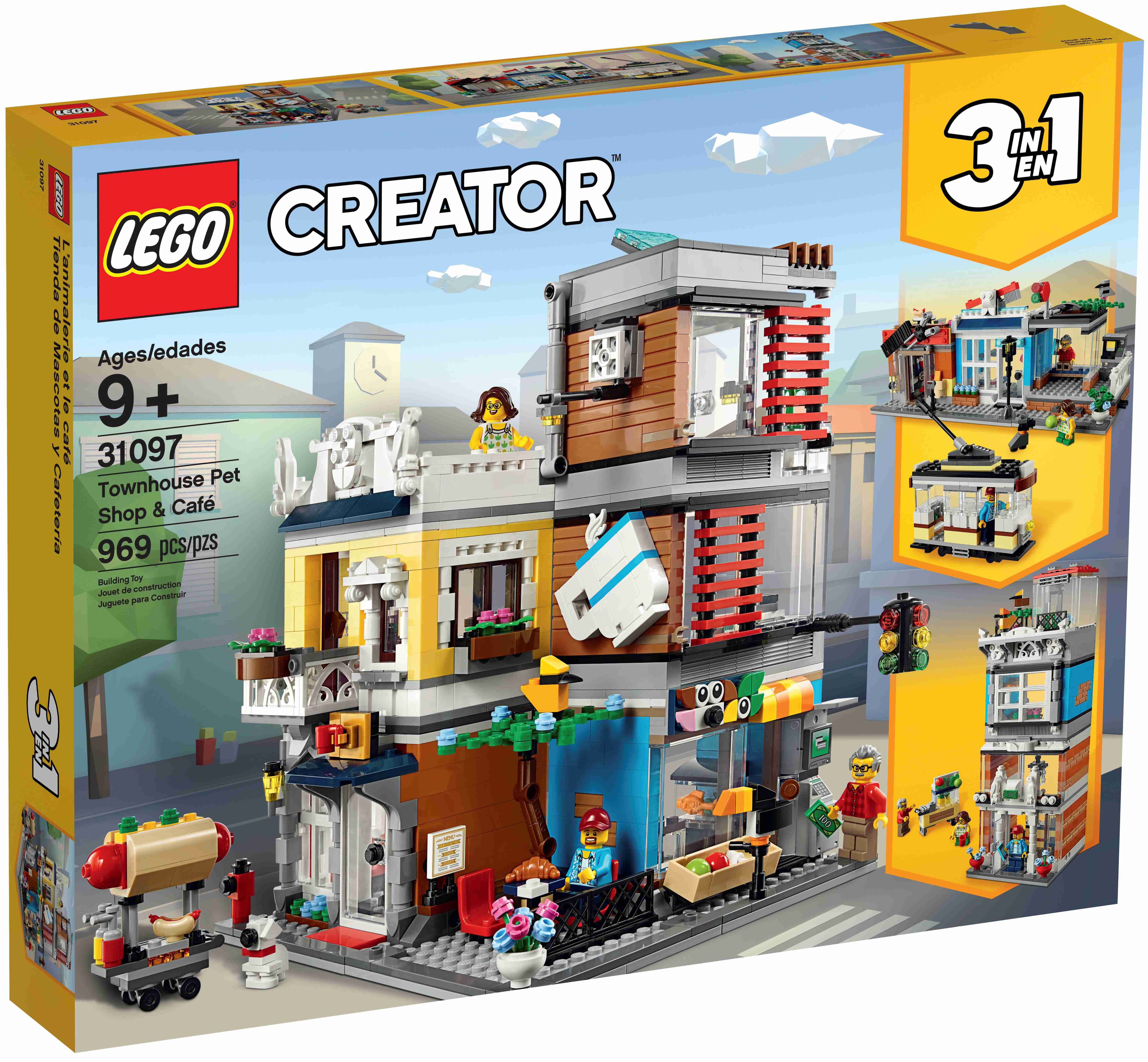 LEGO 31097 Creator 3-in-1 Set Stadthaus mit Zoohandlung & Café, Bauset