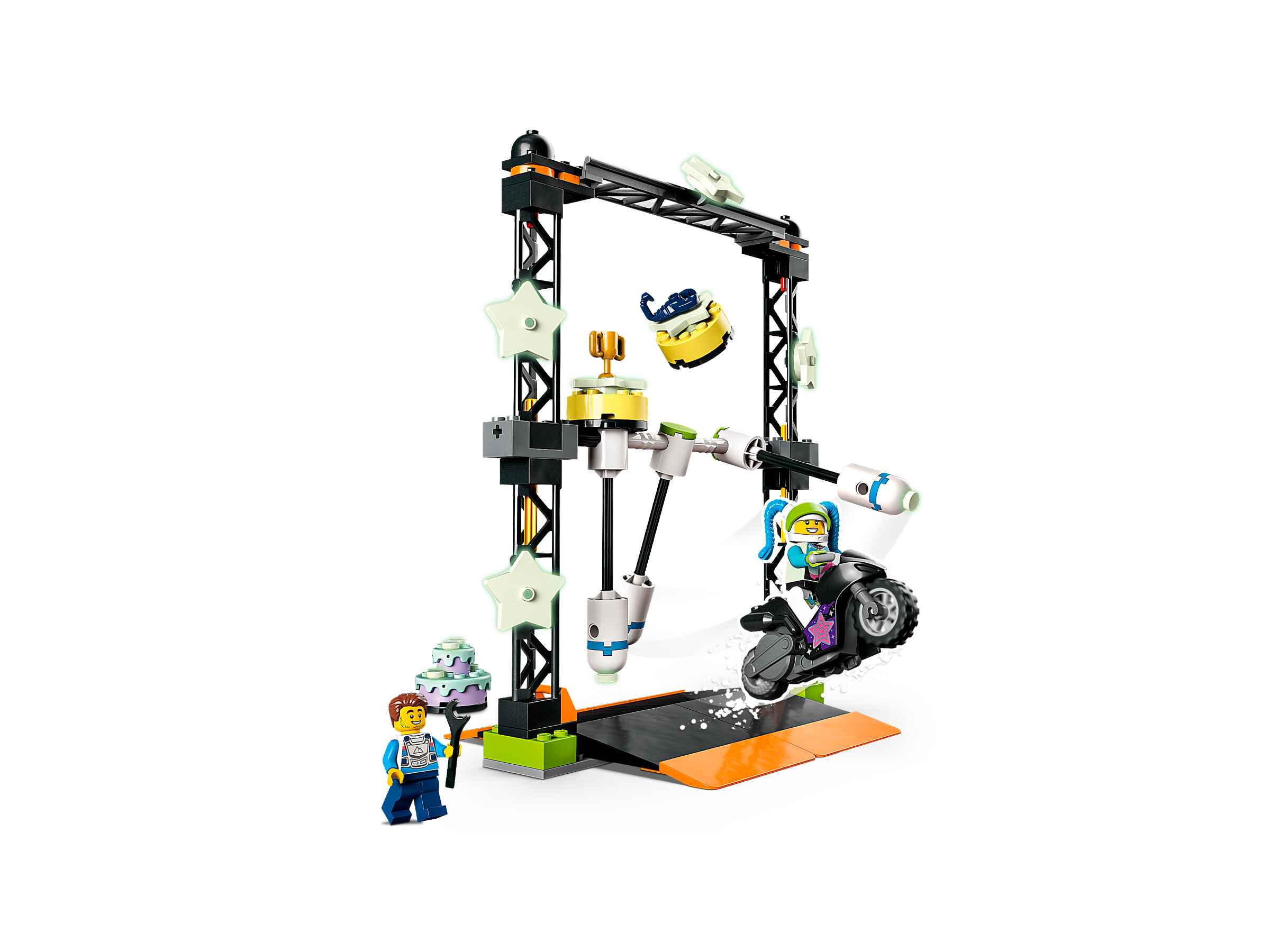 LEGO 60341 City Stuntz Umstoß-Challenge Set, inkl. Motorrad u. Stunt Racer Figur