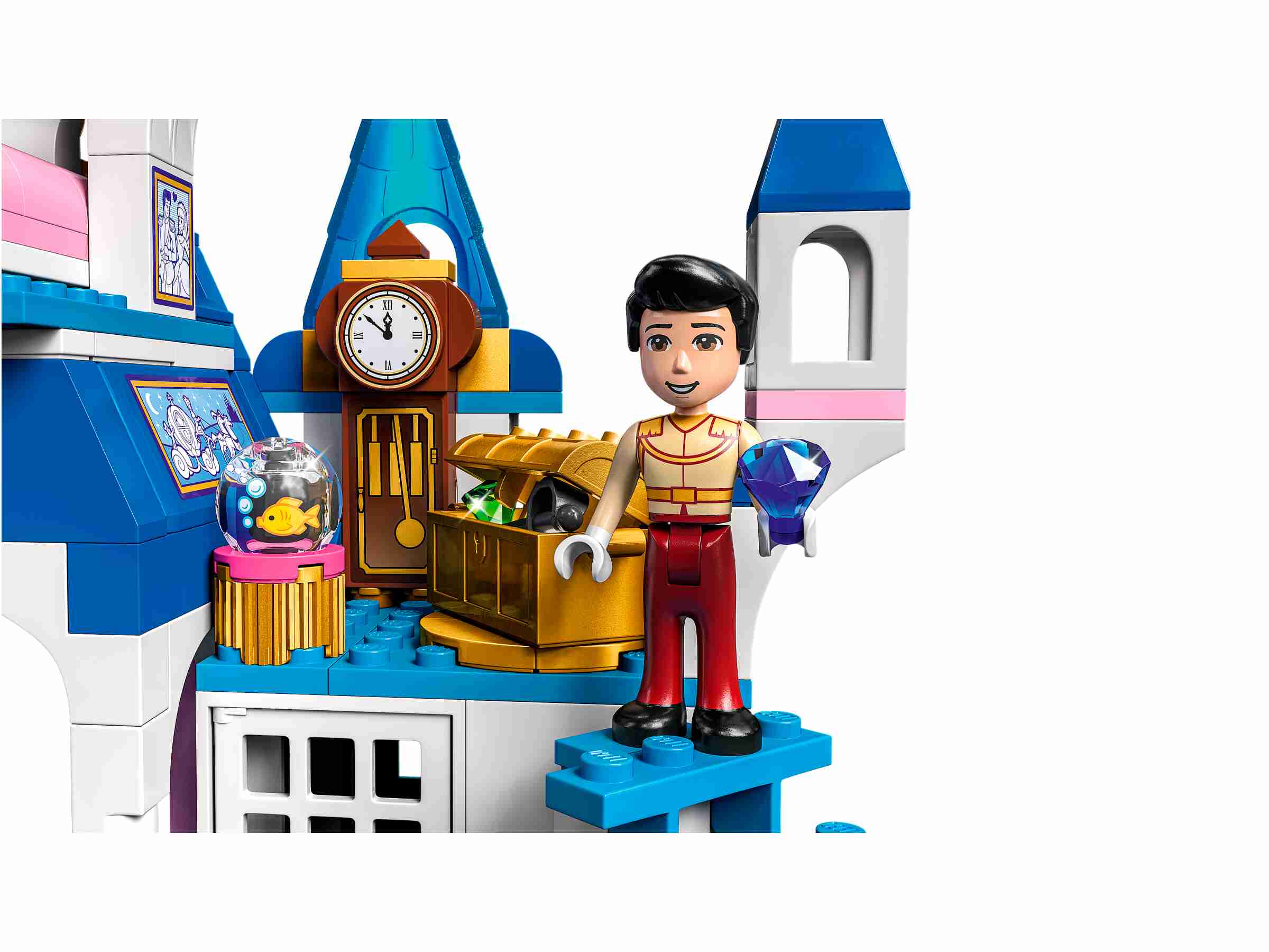 LEGO 43206 Disney Cinderellas Schloss, 3 Spielfiguren und 2 Tierfiguren