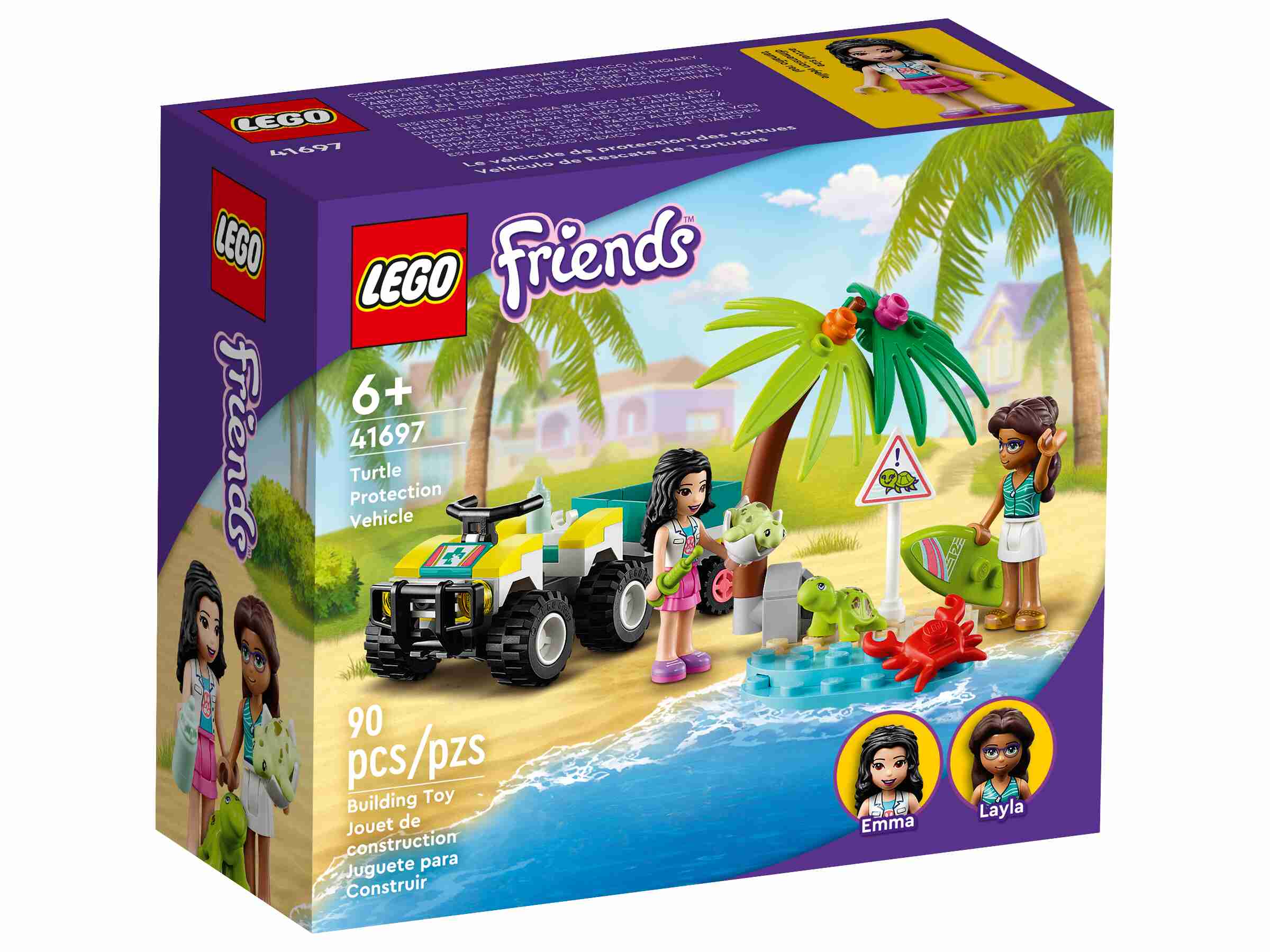LEGO 41697 Friends Schildkröten-Rettungswagen,Tierrettung, Meerestiere-Figuren