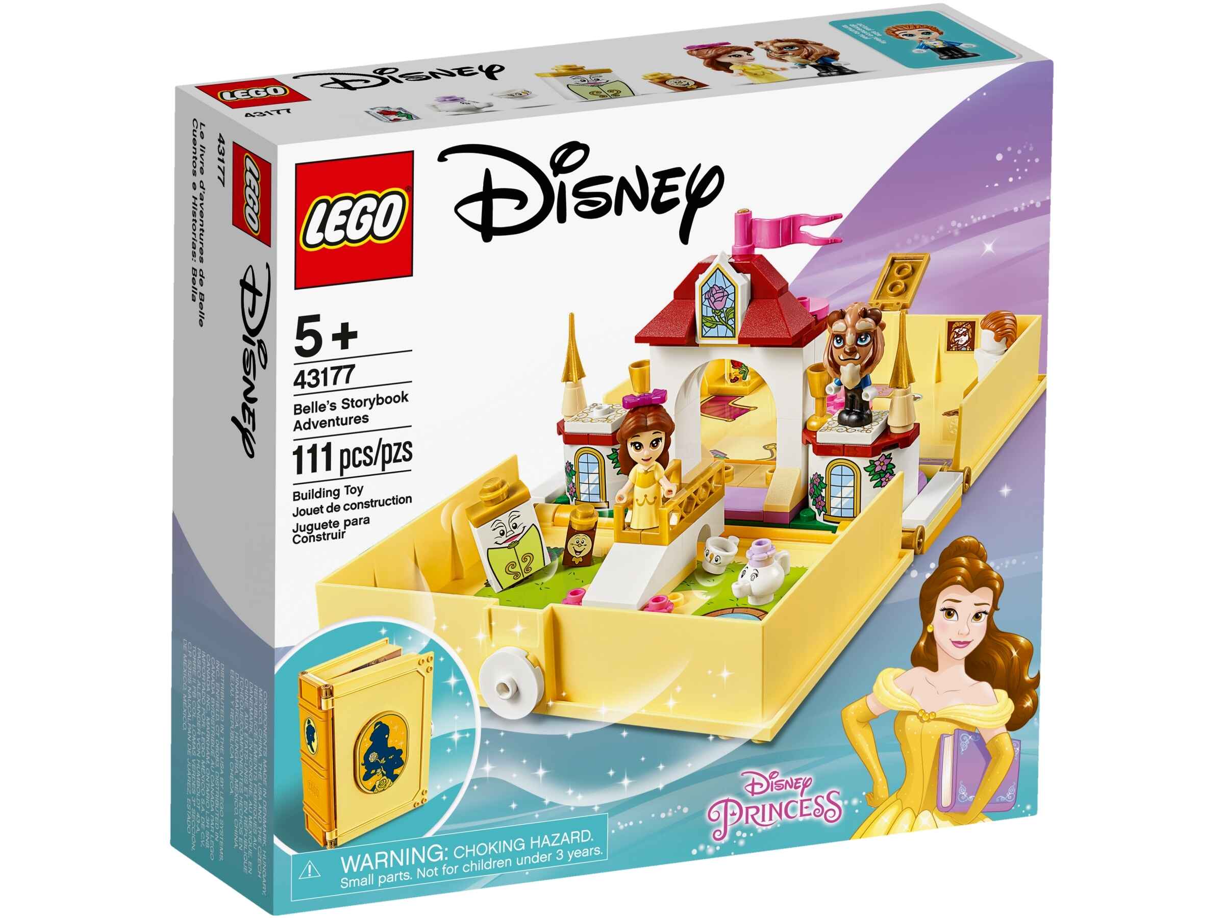 LEGO 43177 Disney Princess Belles Märchenbuch Abenteuer-Set, tragbares Spielset