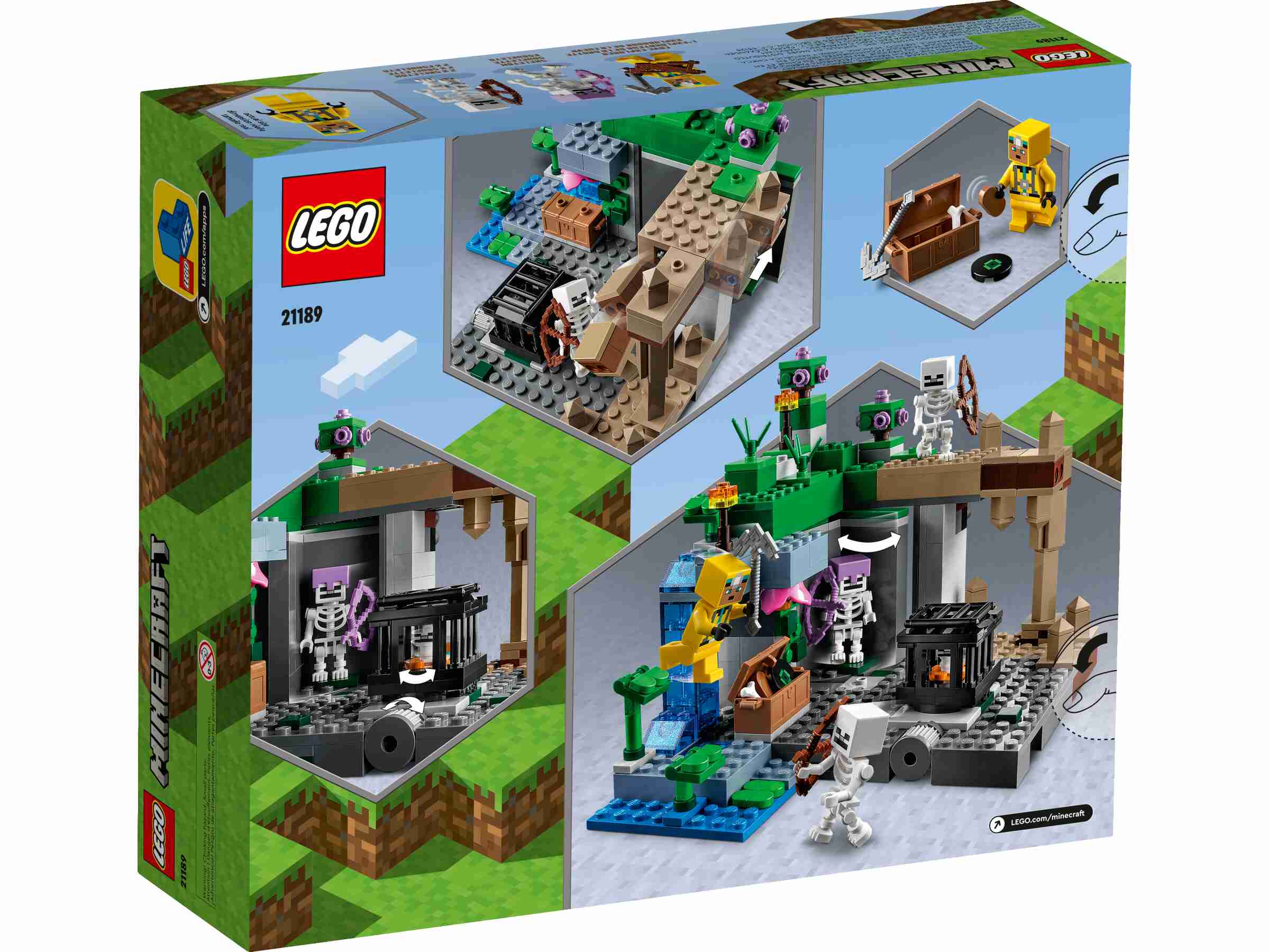 LEGO 21189 Minecraft Das Skelettverlies, Set mit Höhlen, Skelettfiguren