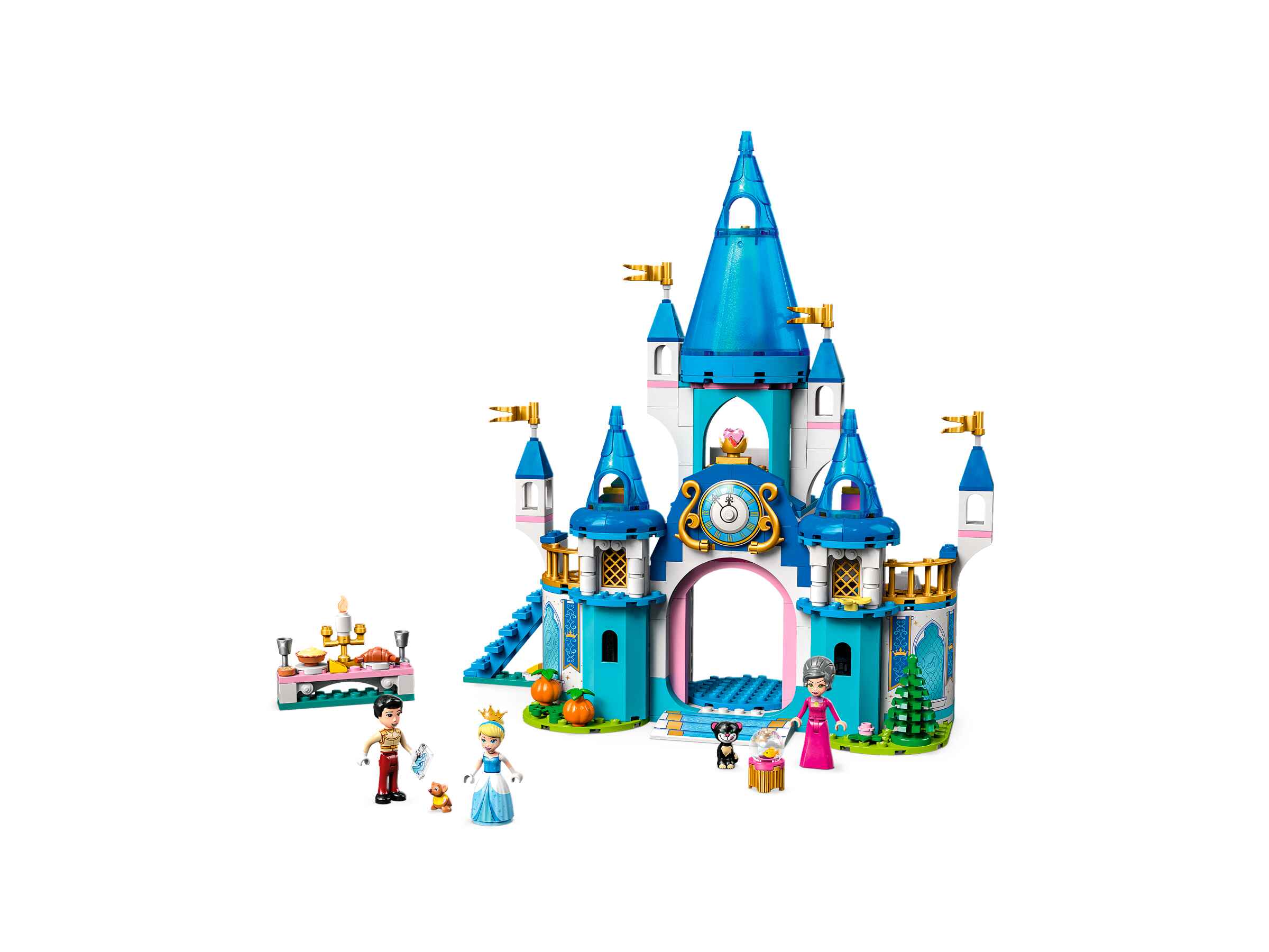 LEGO 43206 Disney Cinderellas Schloss, 3 Spielfiguren und 2 Tierfiguren