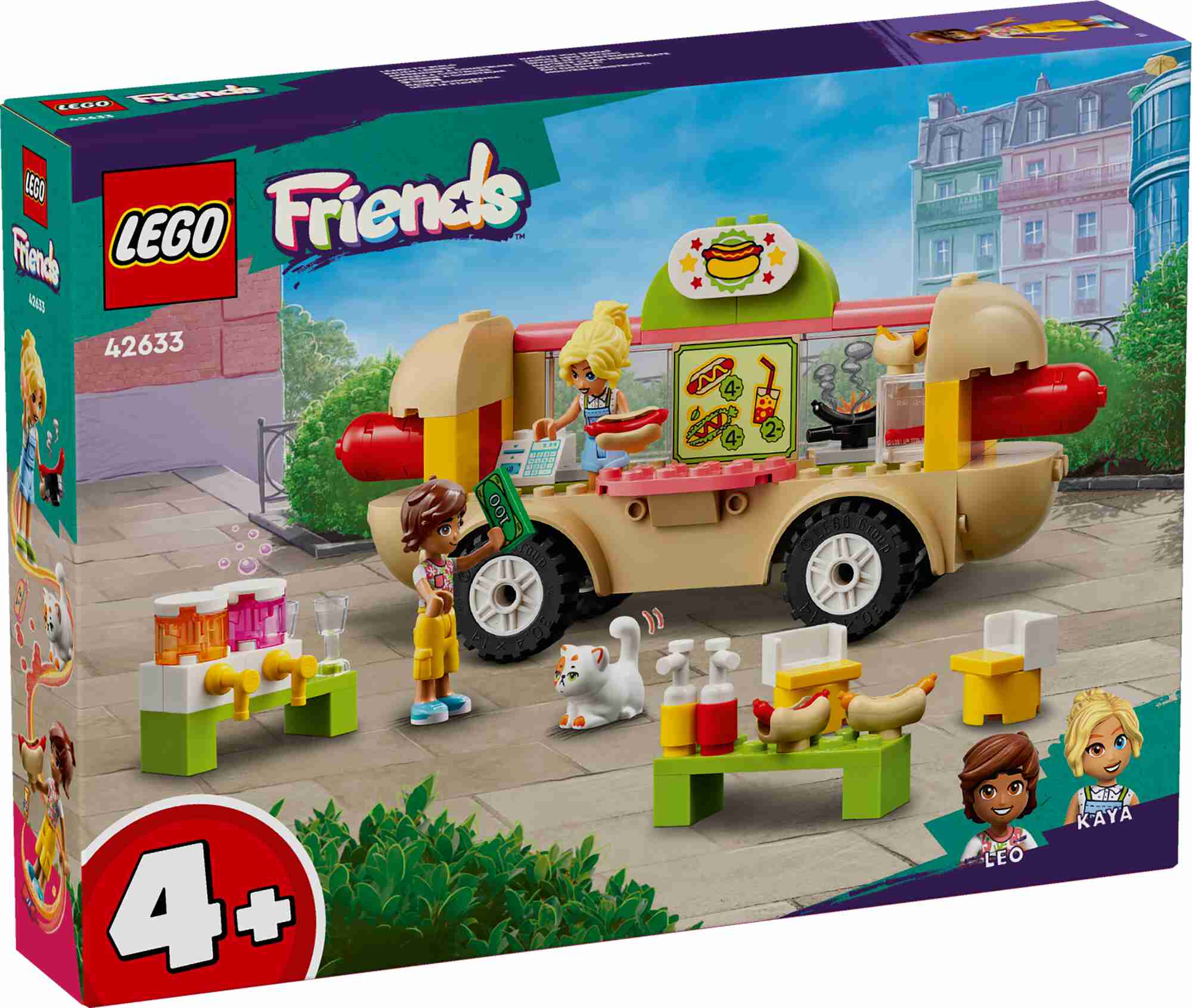 LEGO 42633 Friends Hotdog-Truck, 2 Spielfiguren, Katze, Imbisszubehör