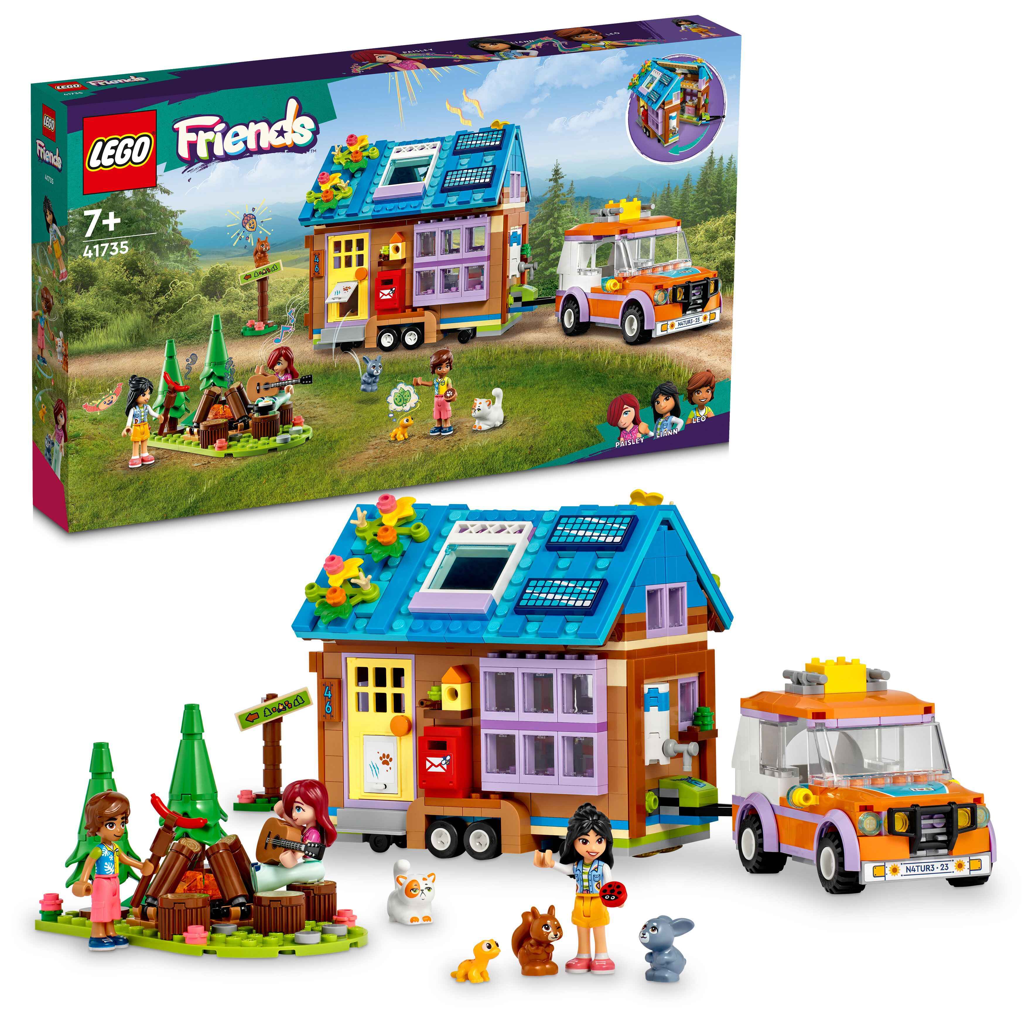 LEGO 41735 Friends Mobiles Haus, 3 Spielfiguren und 3 Tiere, Tiny House