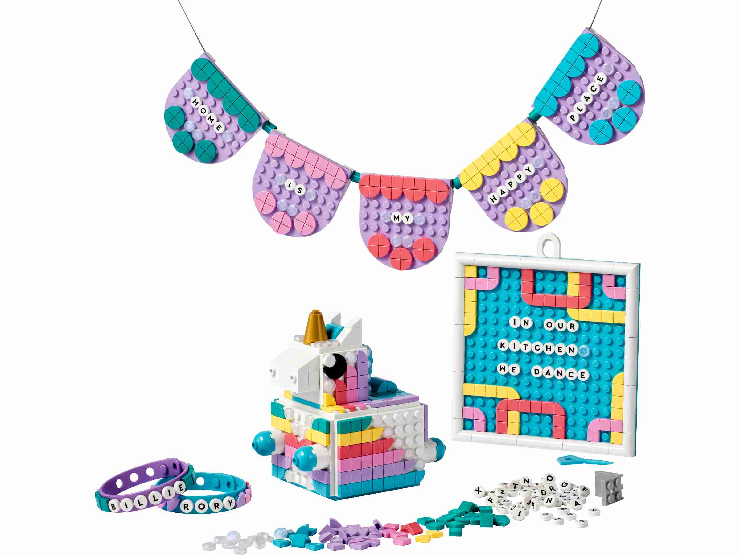 LEGO 41962 DOTS Einhorn Familienkreativset, Spielzeug, mit Schmuckkästchen