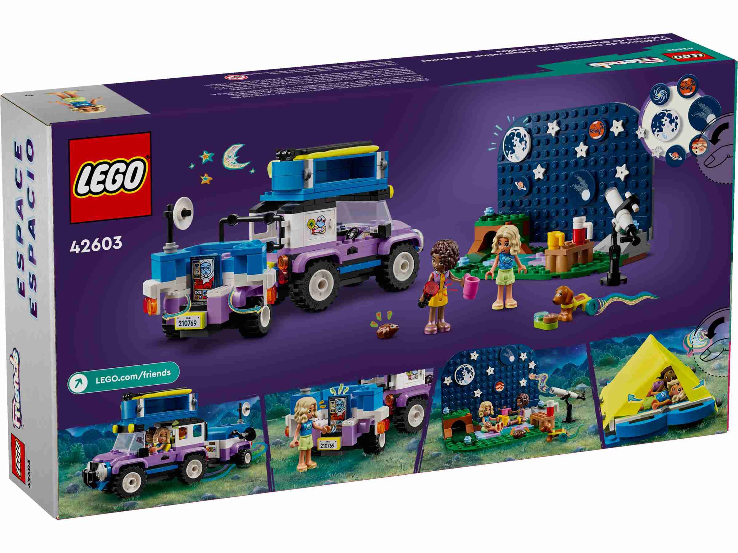 LEGO 42603 Friends Sterngucker-Campingfahrzeug, 2 Spielfiguren und 2 Tiere