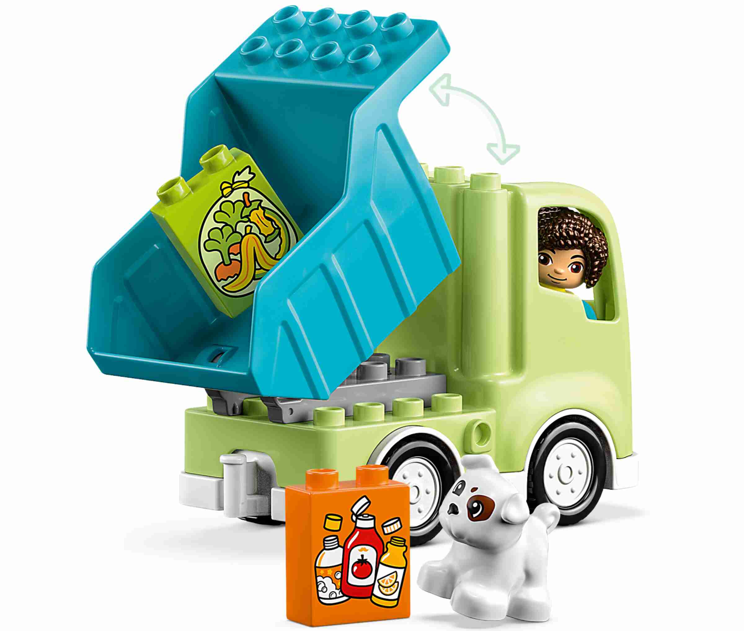 LEGO 10987 DUPLO Recycling-LKW, 3 farbige Mülltonnen, Müllmann