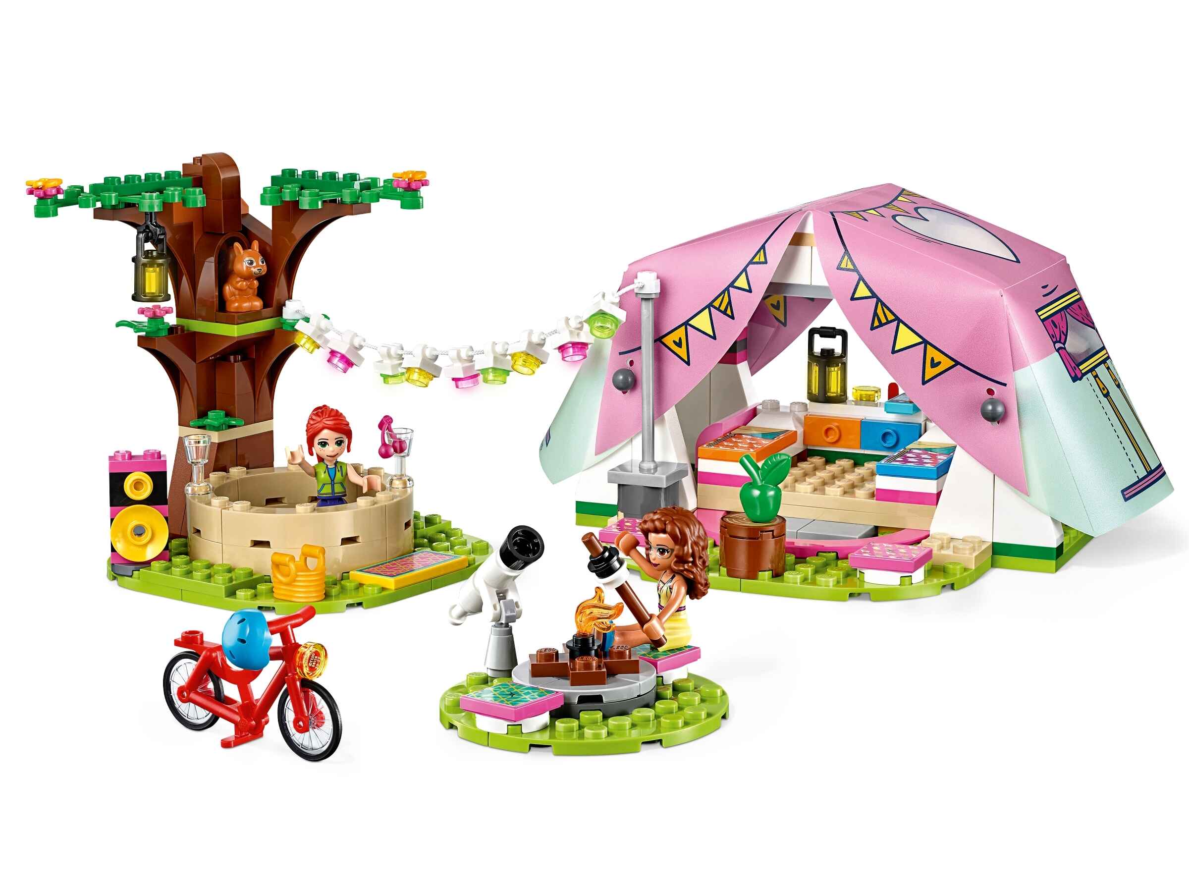LEGO 41392 Friends Camping in Heartlake City Set, mit Figuren Olivia & Mia, Zelt