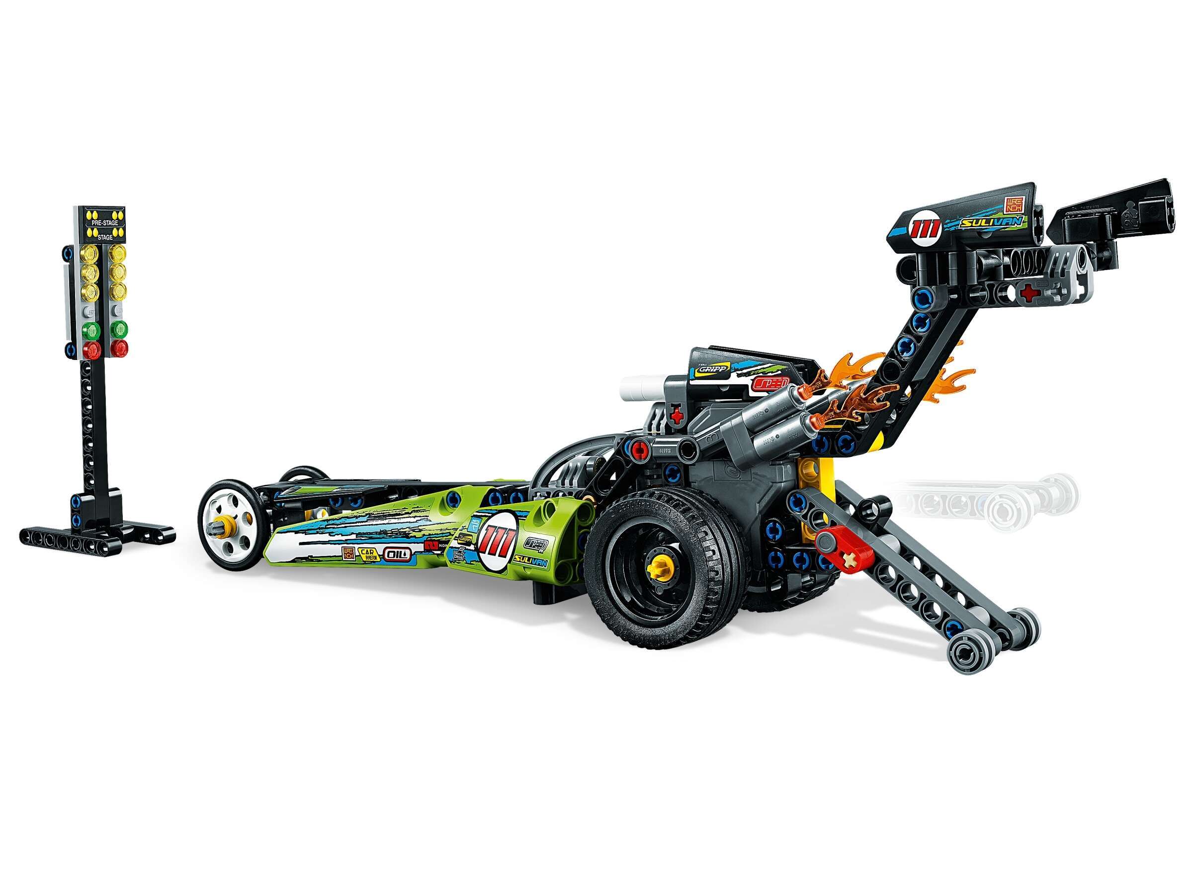 LEGO 42103 Technic Dragster Rennauto, 2-in-1 Set Hot Rod, Rückziehmotor