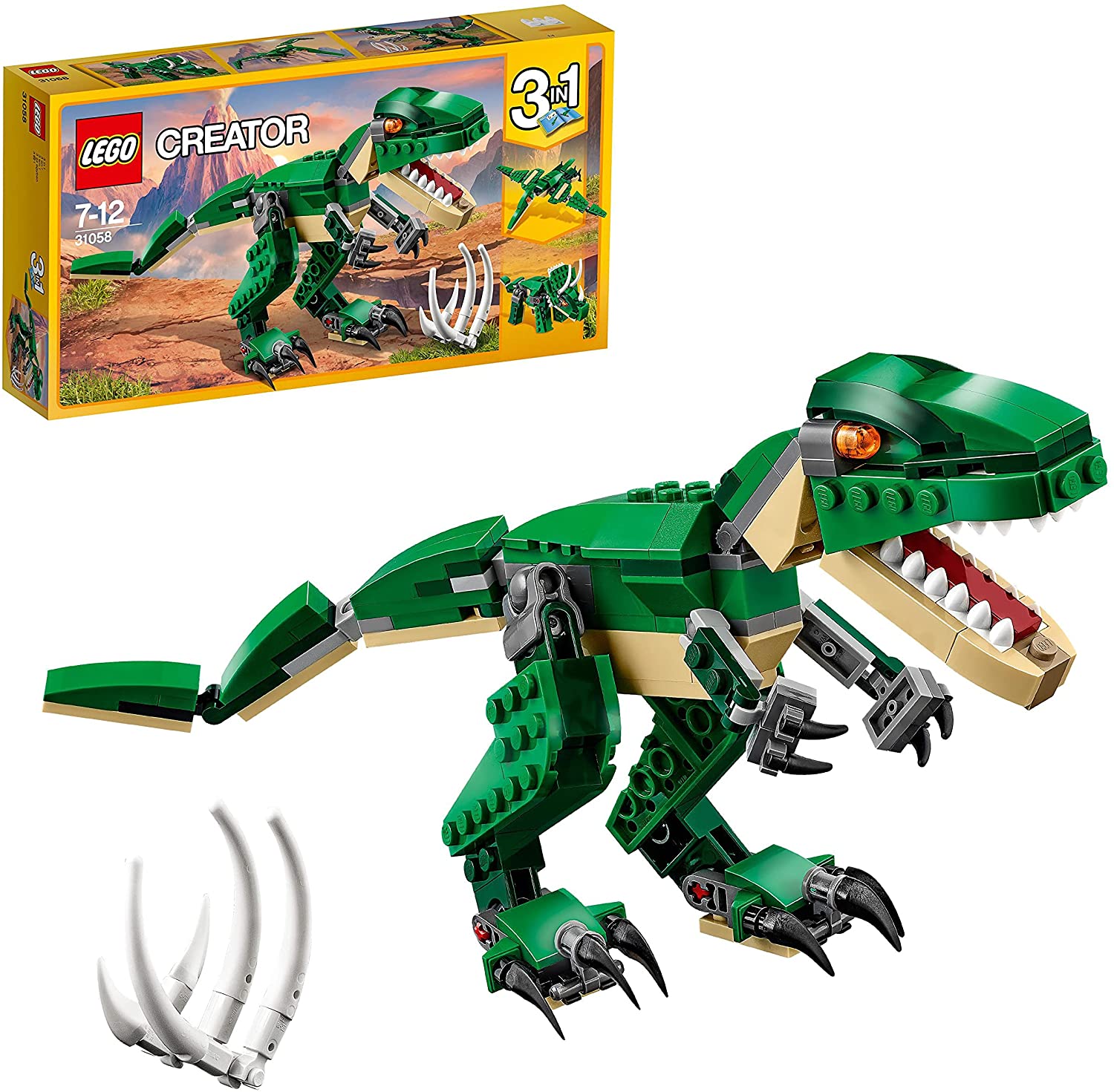 LEGO 31058 Creator Dinosaurier, 3-in-1 Modell T-Rex, Triceratops, Pterodactylus
