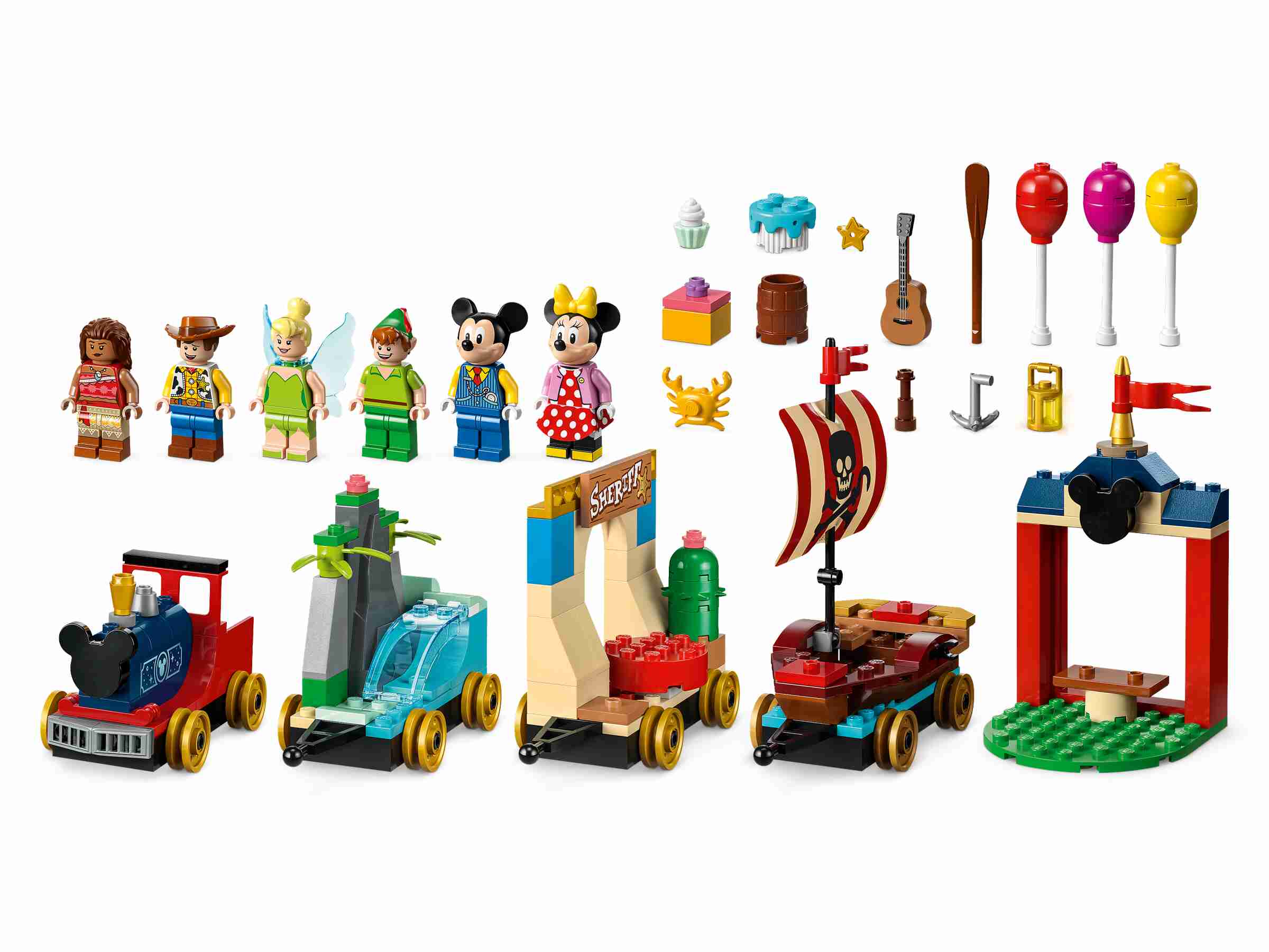 LEGO 43212 Disney Classic Disney Geburtstagszug, 6 Minifiguren, 3 Motivwagen