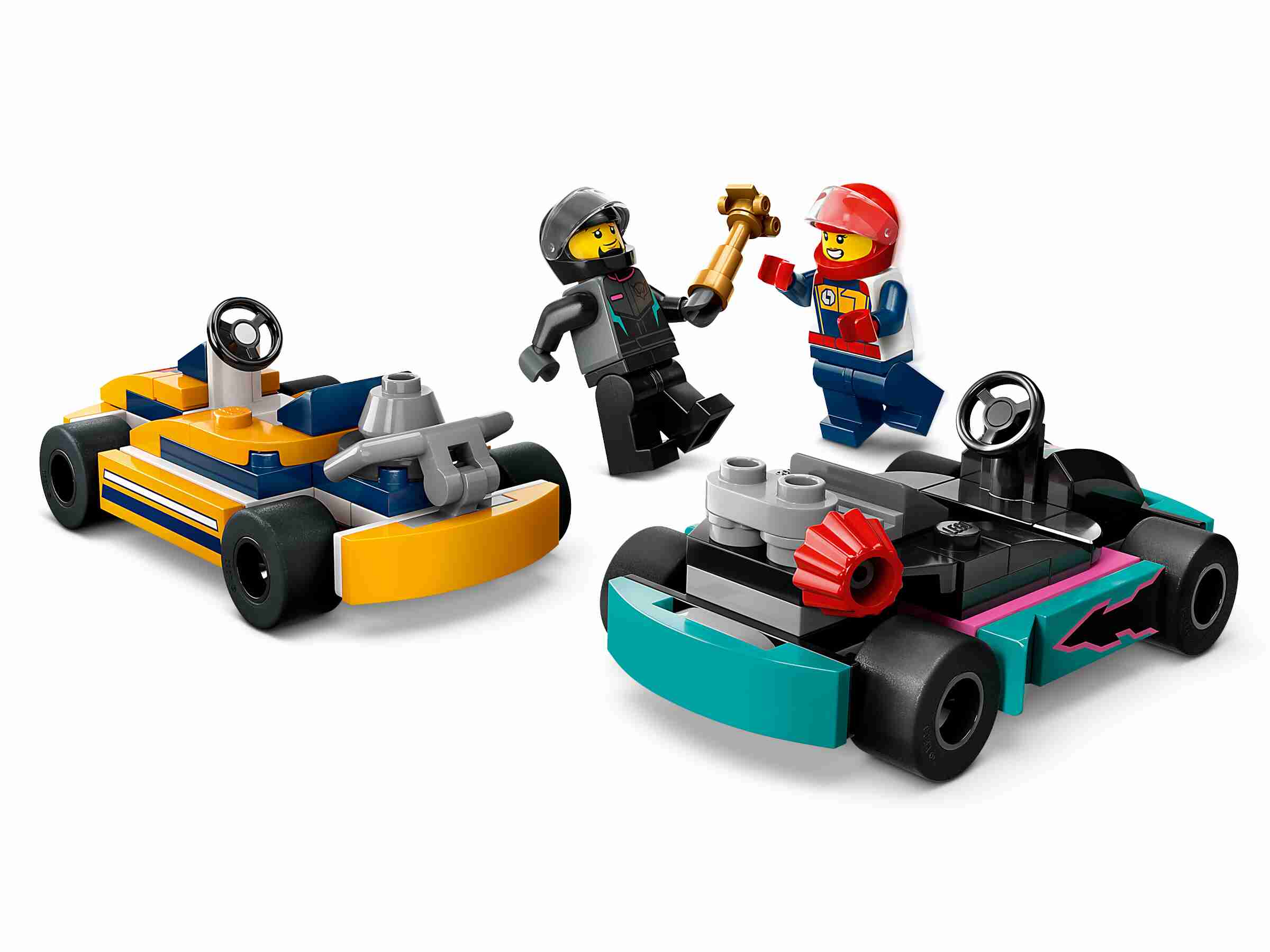 LEGO 60400 City Go-Karts mit Rennfahrern, 2 Minifiguren und ein Siegerpokal