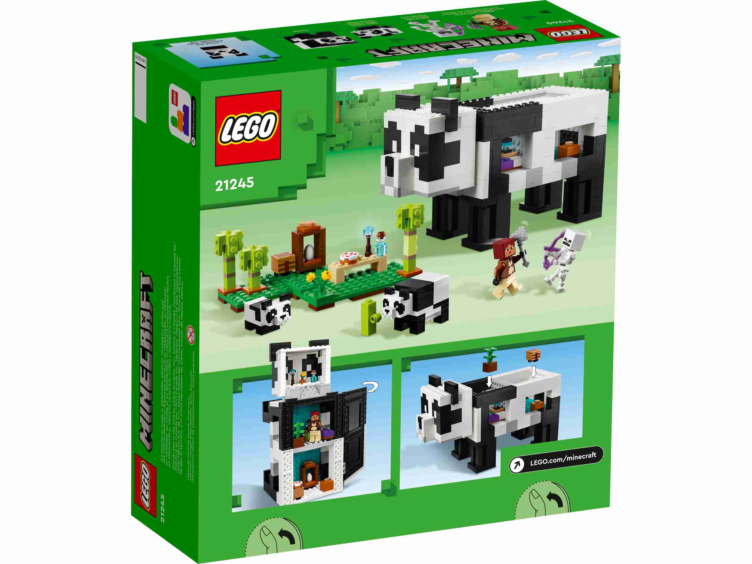 LEGO 21245 Minecraft Das Pandahaus, Dschungelforscher, Panda, Pandababy, Skelett