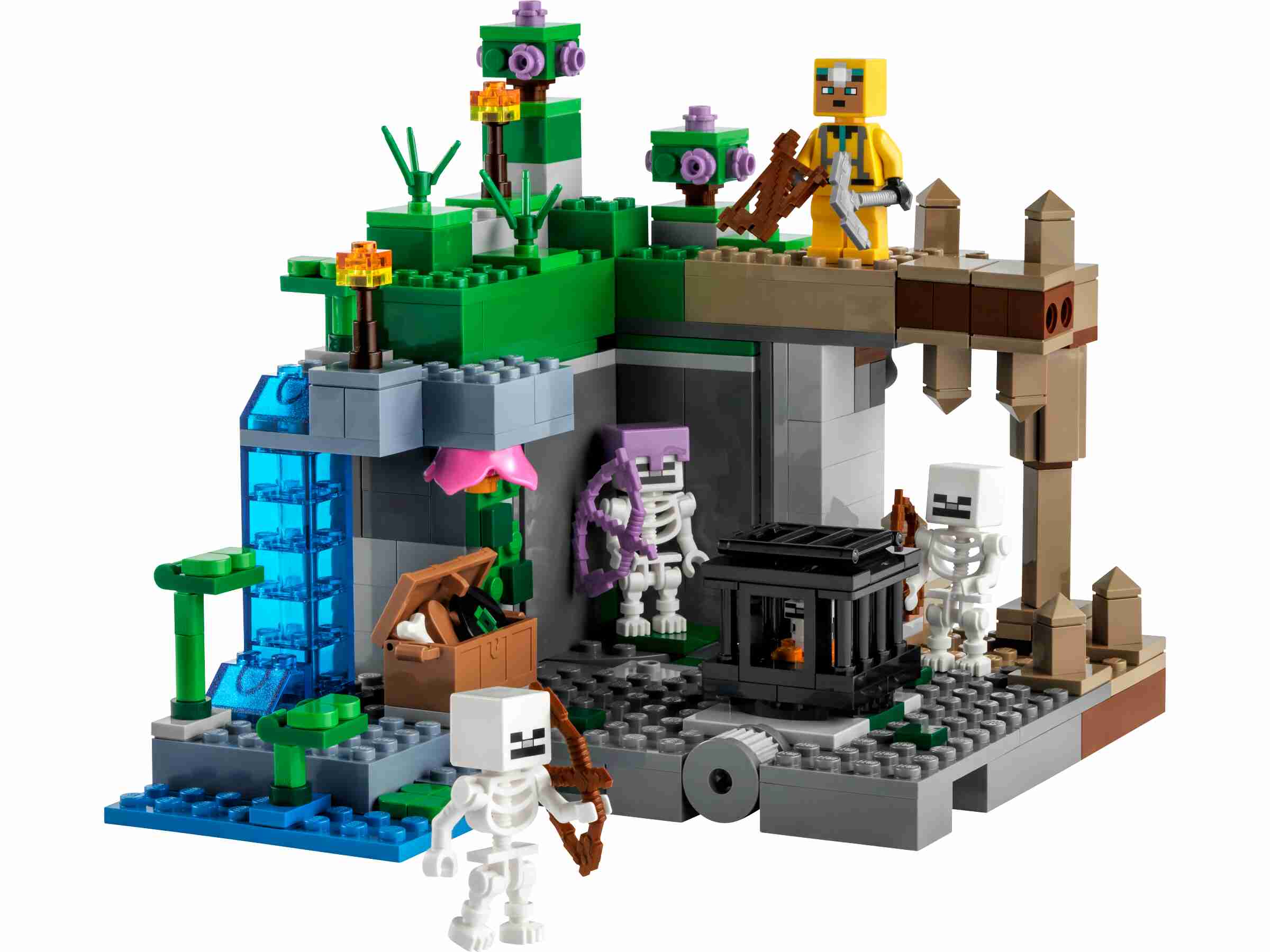 LEGO 21189 Minecraft Das Skelettverlies, Set mit Höhlen, Skelettfiguren