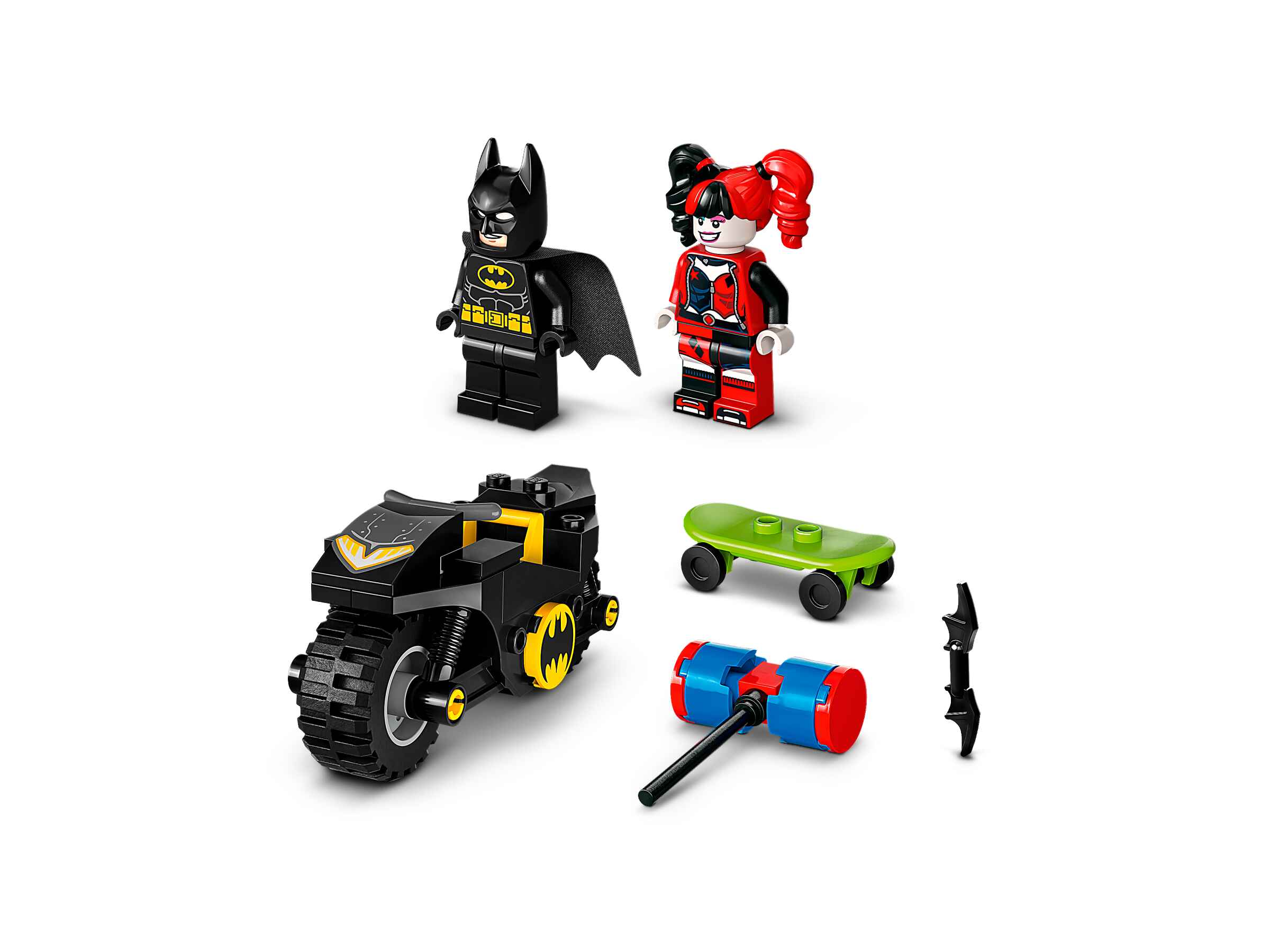 LEGO 76220 DC Batman vs. Harley Quinn, mit Action Figuren, Skateboard u Motorrad