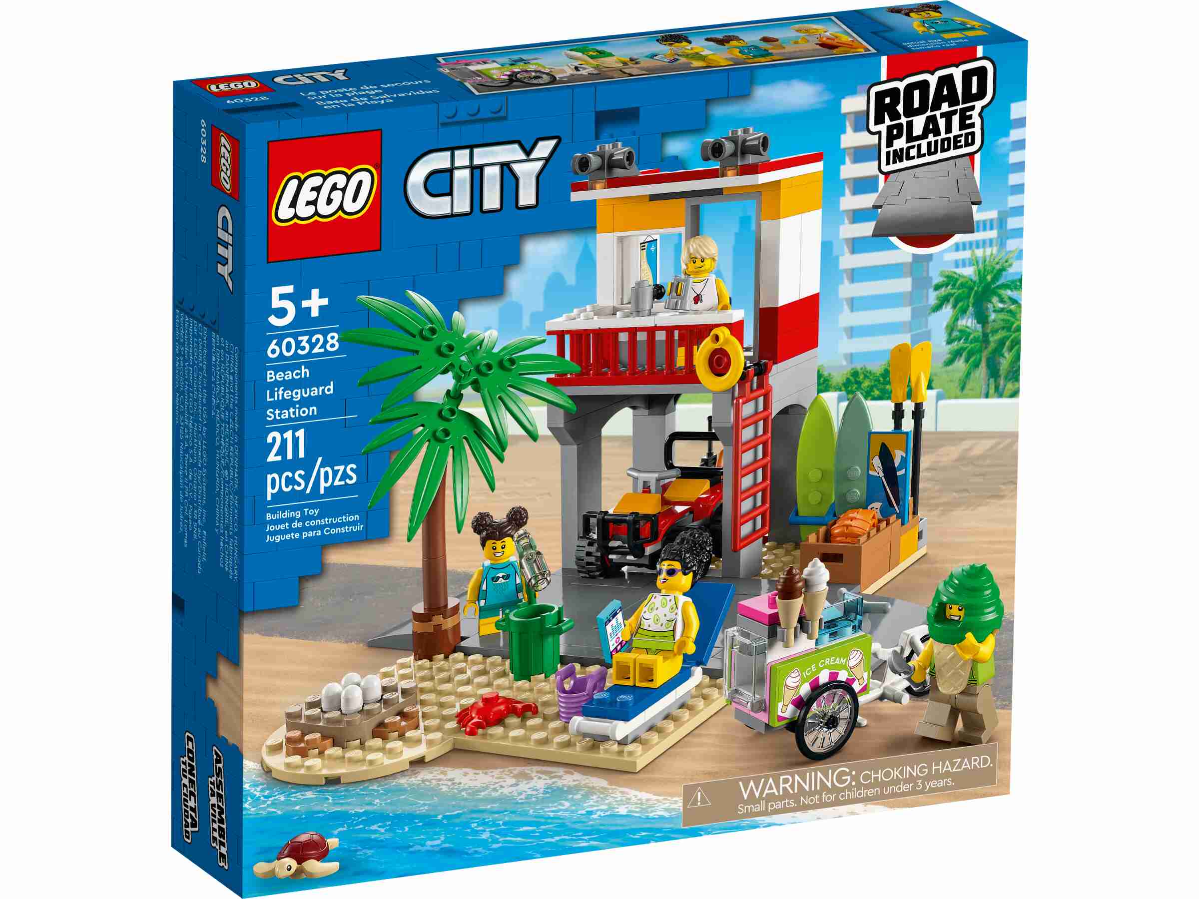 LEGO 60328 City Rettungsschwimmer-Station, mit Geländewagen, Straßenplatten