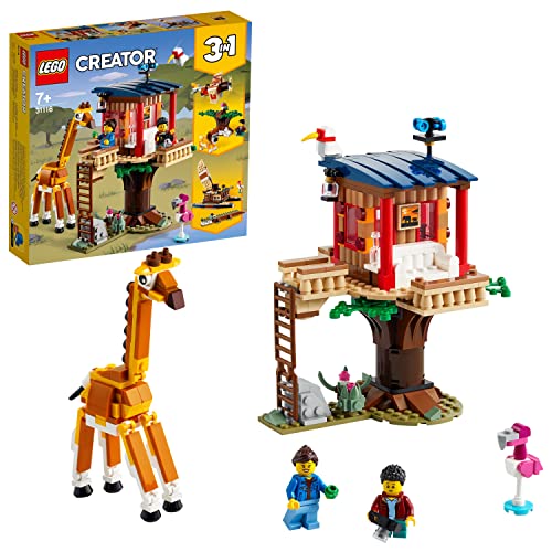 LEGO 31116 Creator 3-in-1 Safari-Baumhaus, Flugzeug, Katamaran, 2 Minifiguren