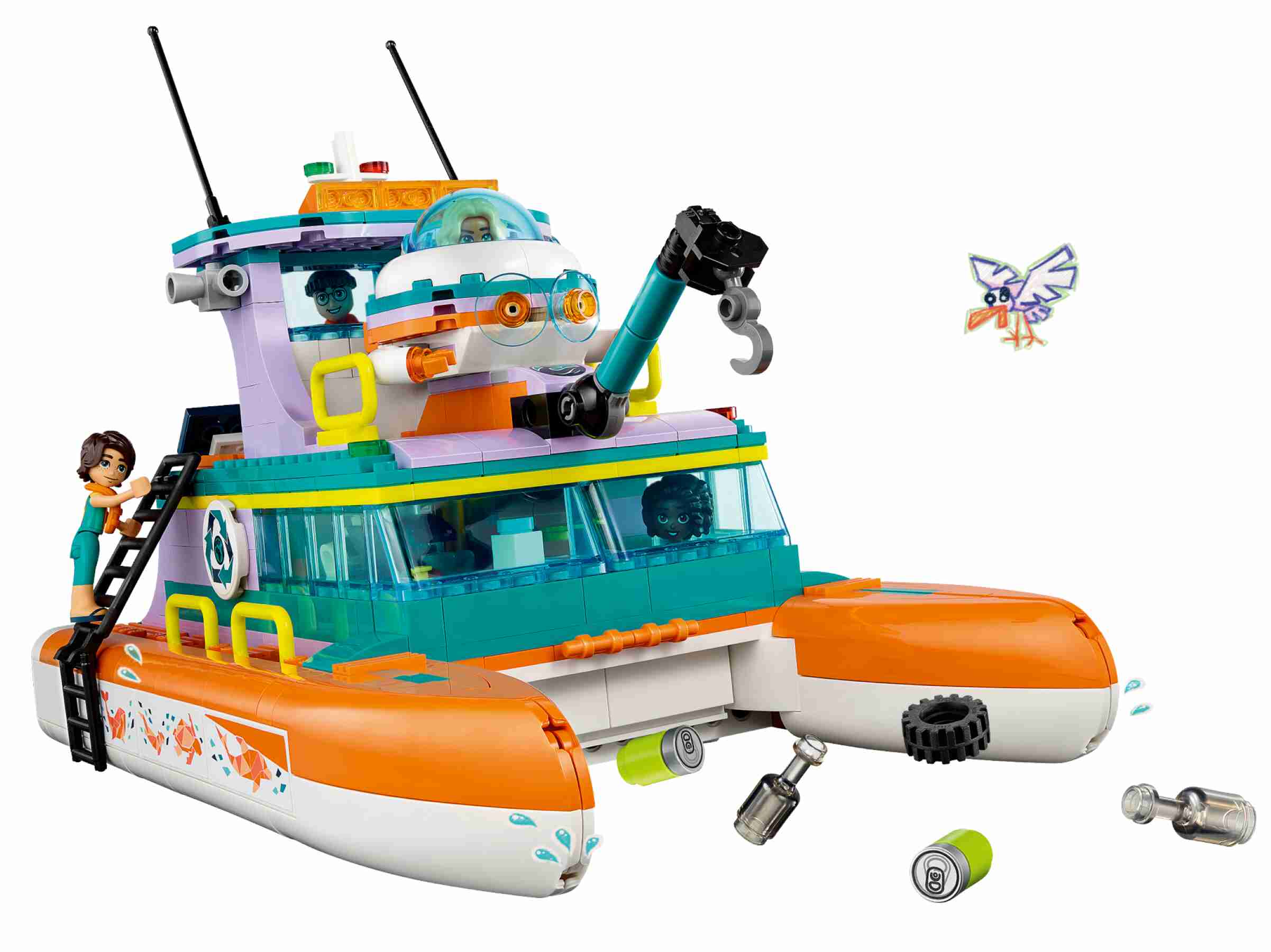 LEGO 41734 Friends Seerettungsboot, 4 Spielfiguren, U-Boot