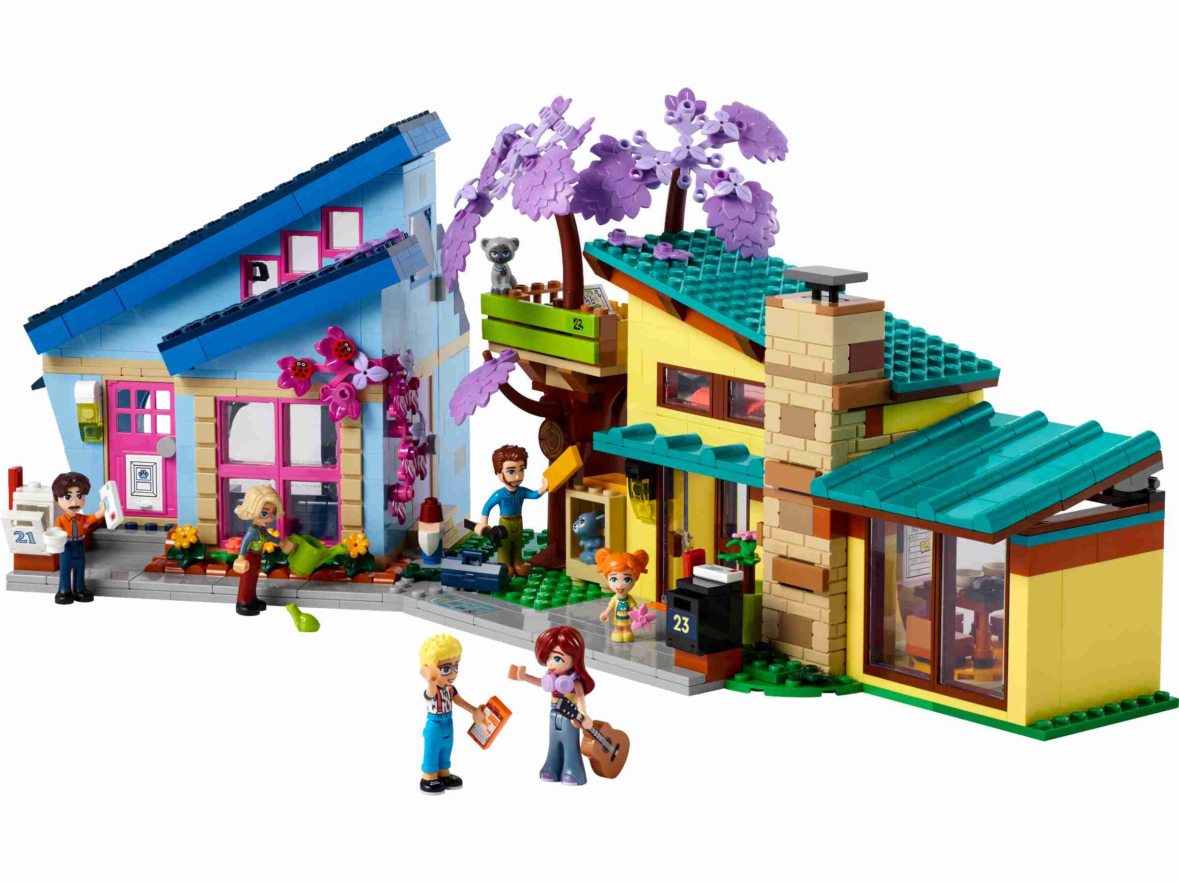 LEGO 42620 Friends Ollys und Paisleys Familien Haus, 2 Häuser und ein Baumhaus