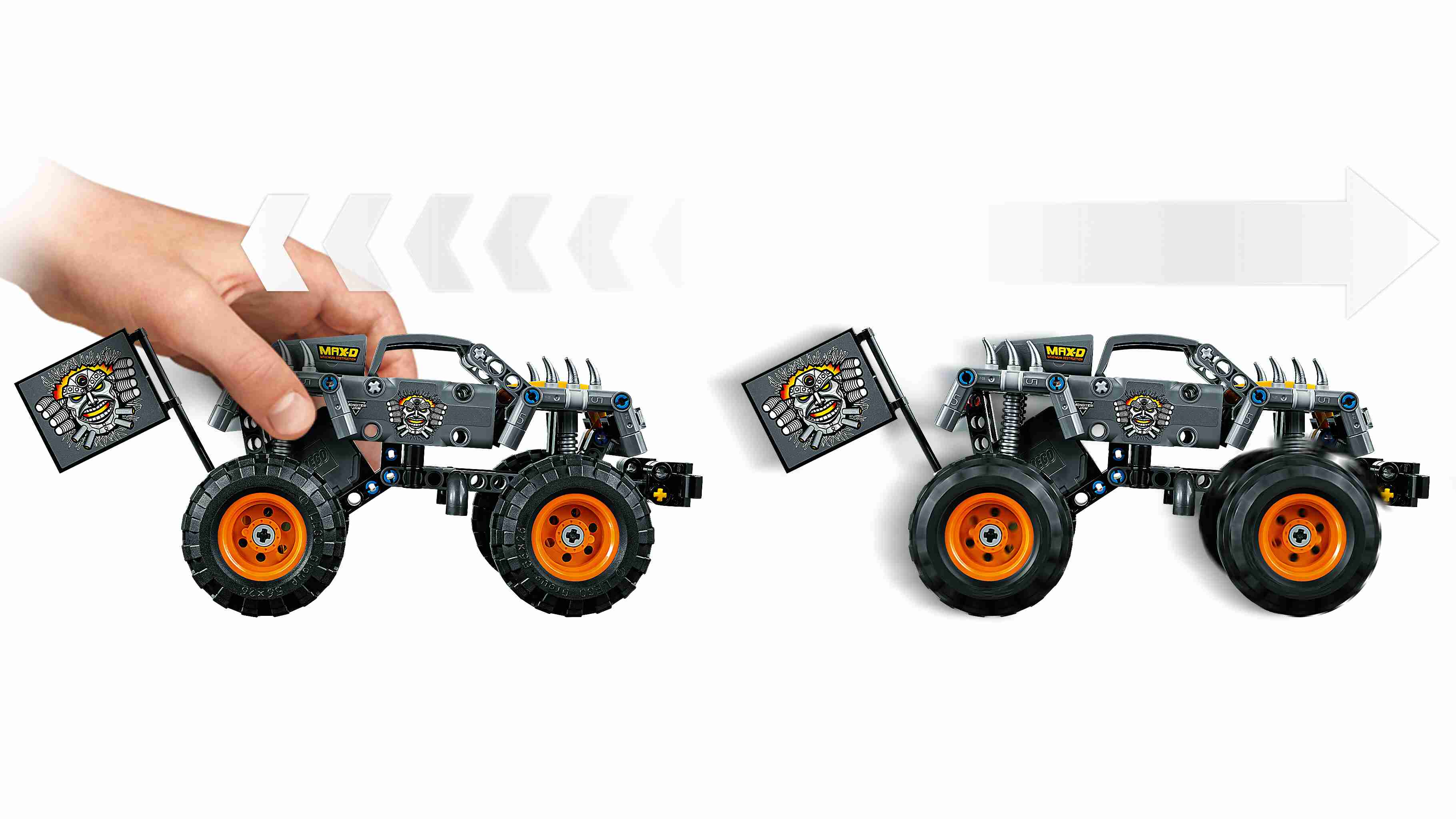 LEGO 42119 Technic Monster Jam Max-D Truck, Quad, 2-in-1 ab 7 J., Rückziehmotor