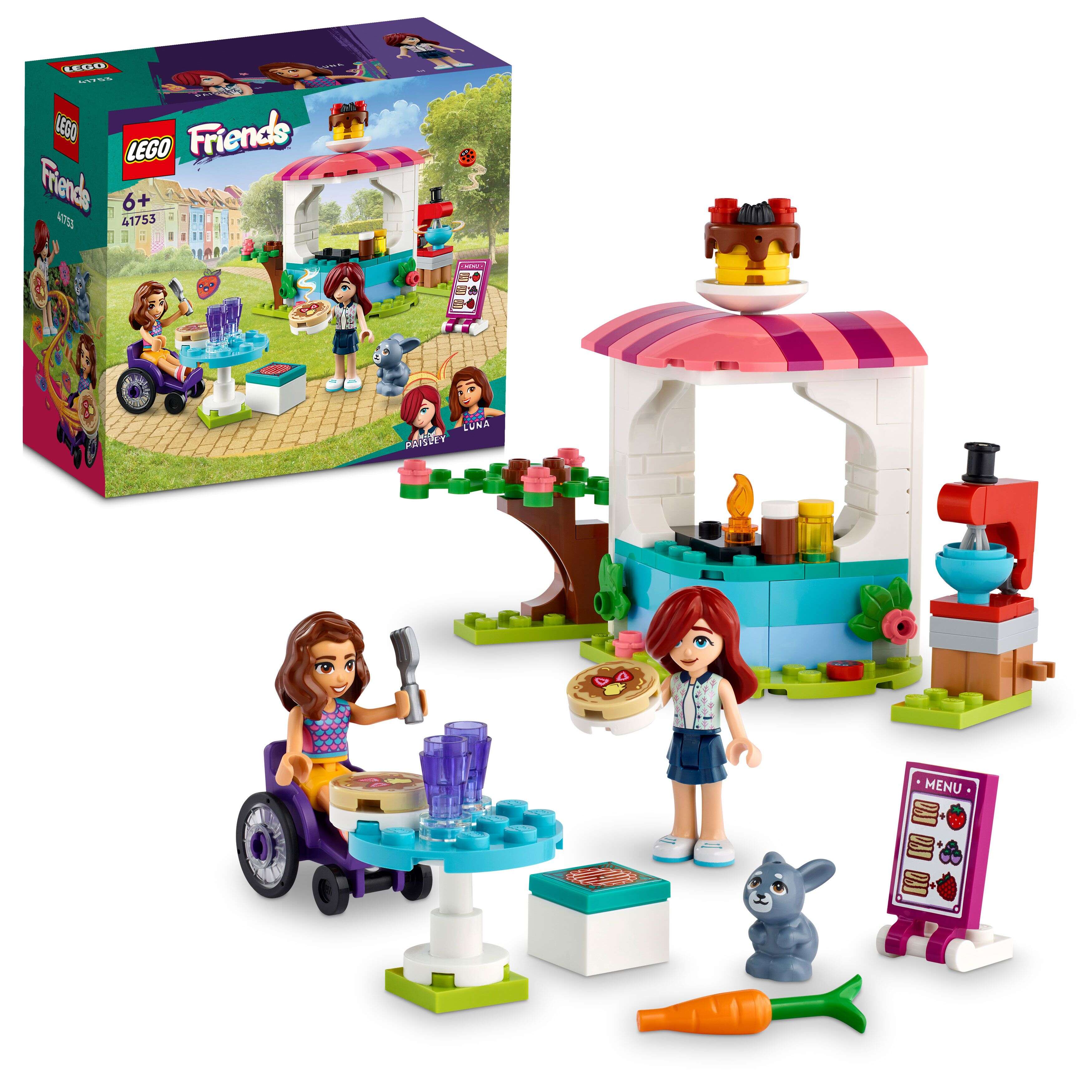 LEGO 41753 Friends Pfannkuchen-Shop, 2 Spielfiguren, Häschen