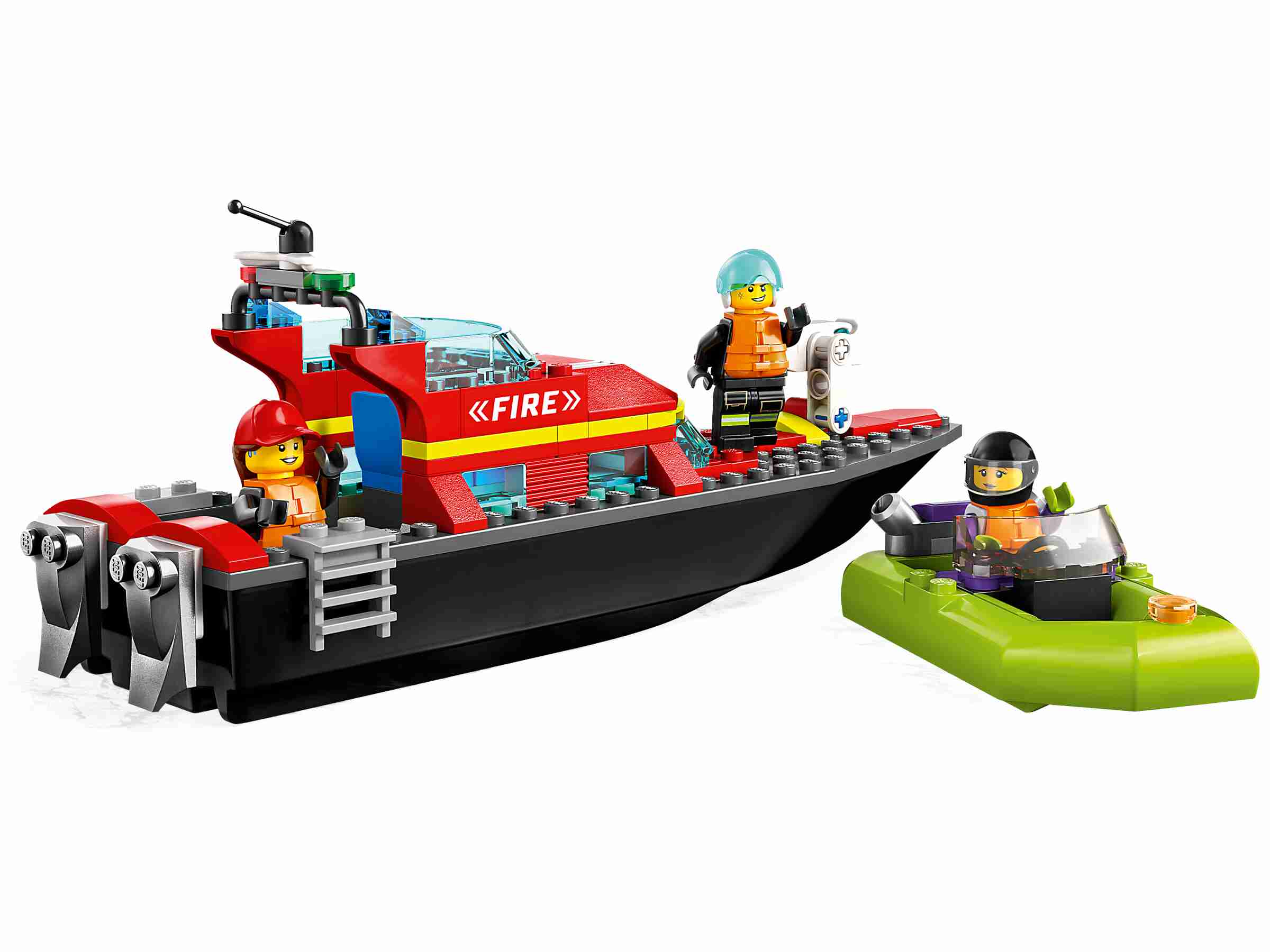 LEGO 60373 City Feuerwehrboot, Rennboot, Raketenrucksack, Löschkanone