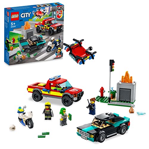 LEGO 60319 City Löscheinsatz und Verfolgungsjagd, Polizei mit Feuerwehrauto