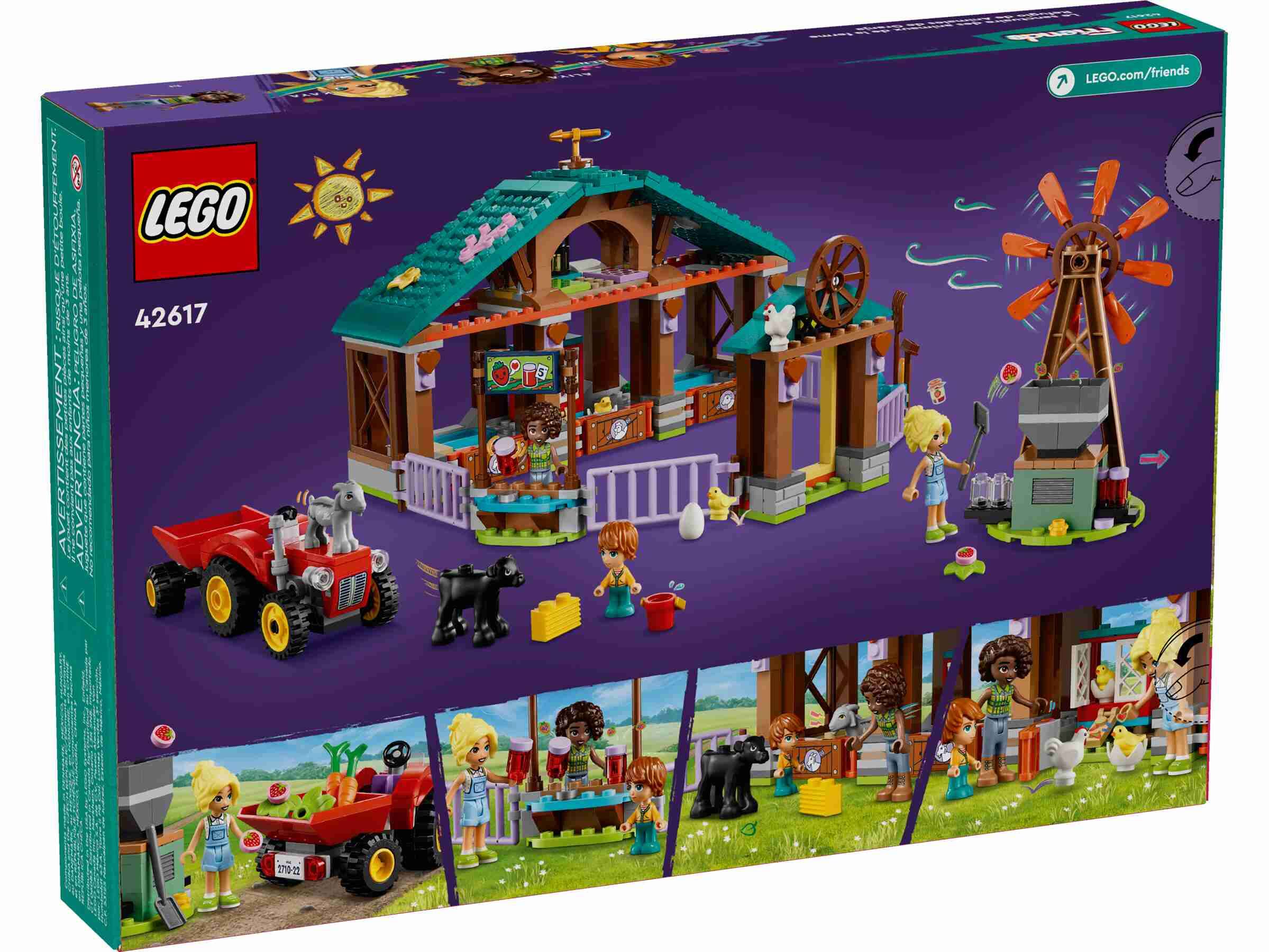 LEGO 42617 Friends Auffangstation für Farmtiere, 3 Spielfiguren und 5 Tiere